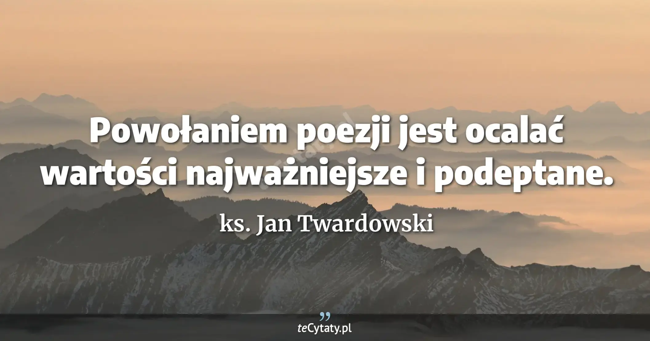 Powołaniem poezji jest ocalać wartości najważniejsze i podeptane. - ks. Jan Twardowski