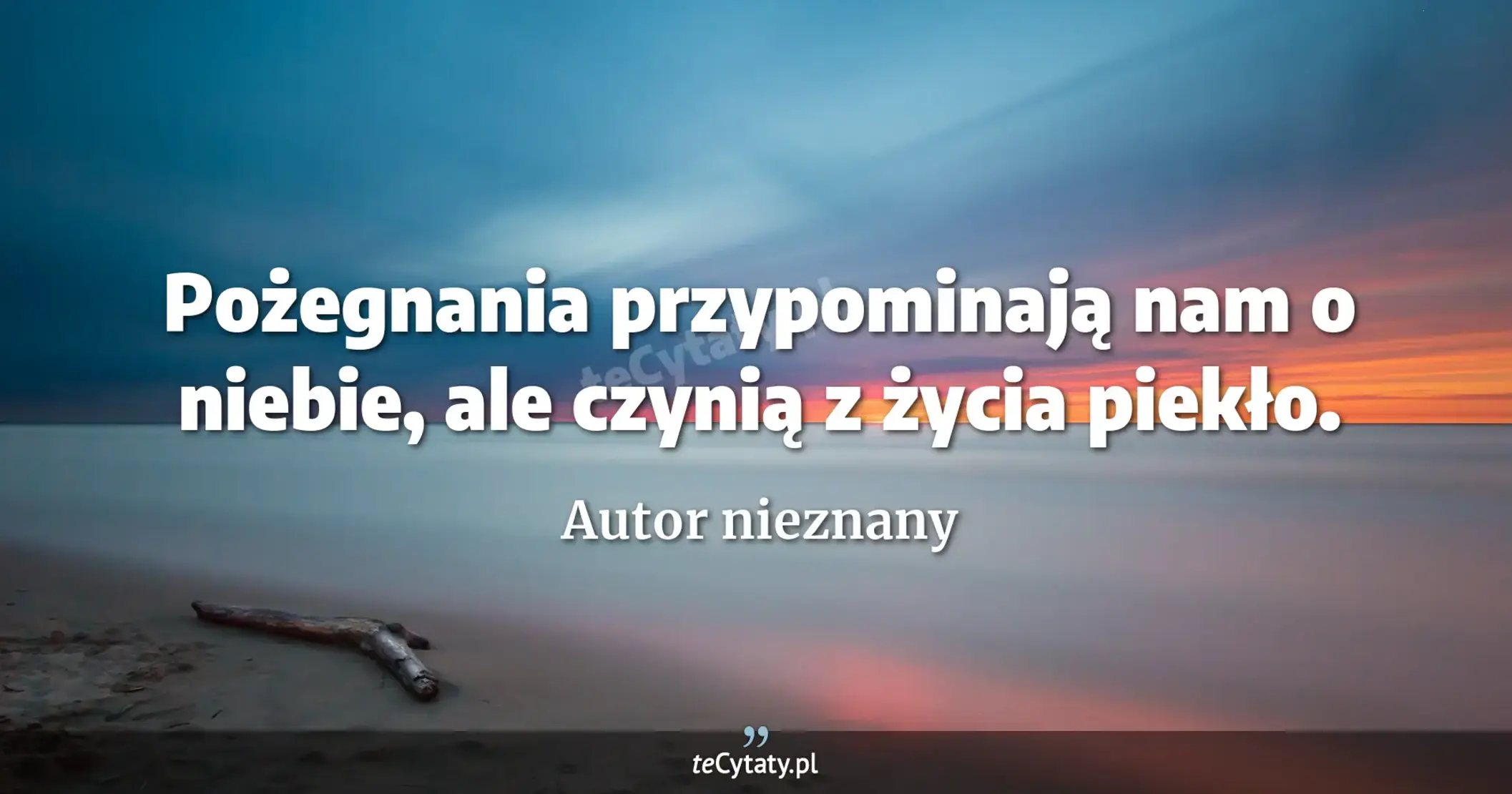 Pożegnania przypominają nam o niebie, ale czynią z życia piekło. - Autor nieznany