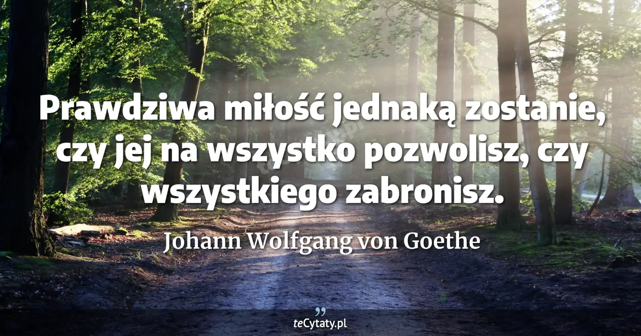 Prawdziwa miłość jednaką zostanie, czy jej na wszystko pozwolisz, czy wszystkiego zabronisz. - Johann Wolfgang von Goethe