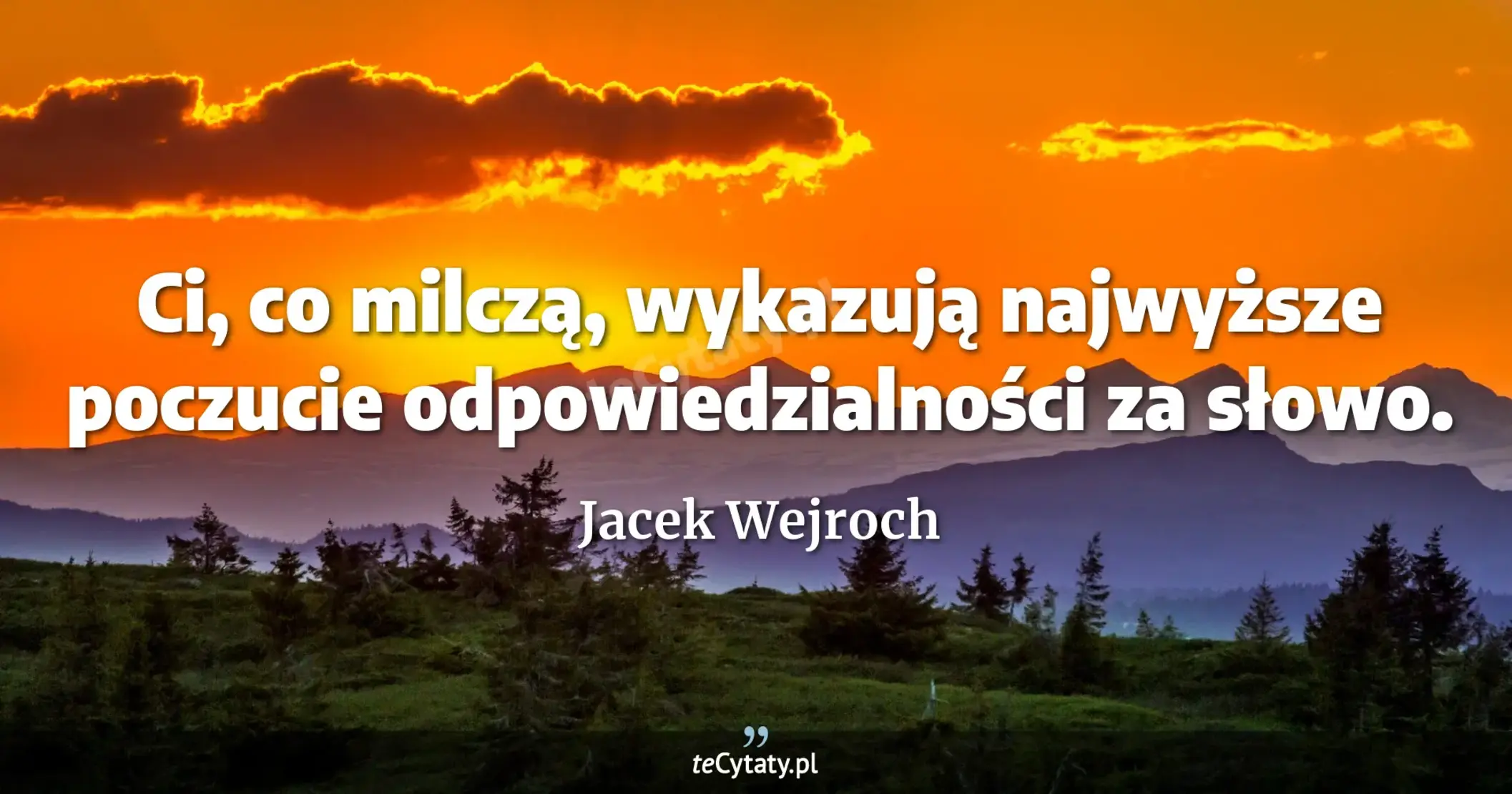 Ci, co milczą, wykazują najwyższe poczucie odpowiedzialności za słowo. - Jacek Wejroch