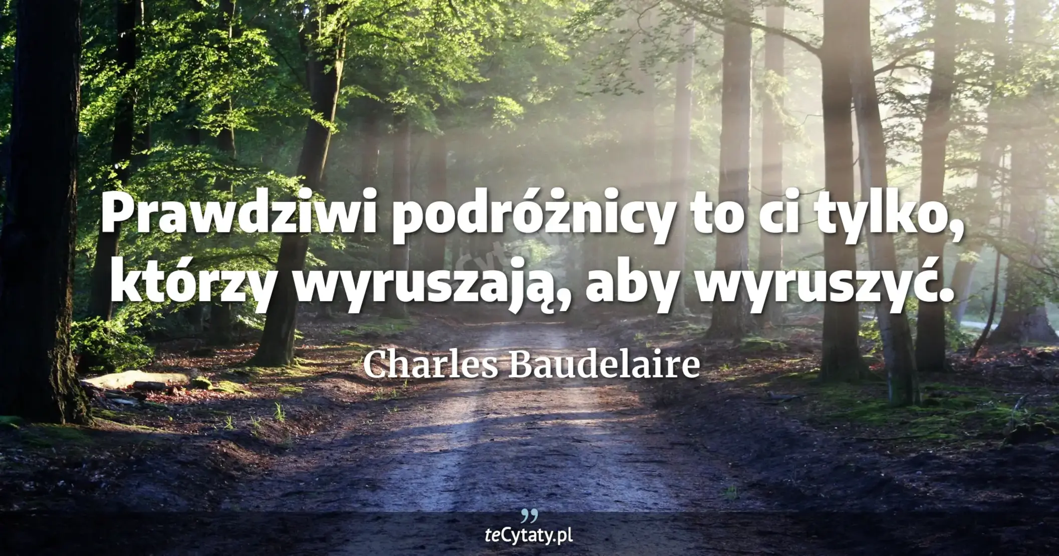 Prawdziwi podróżnicy to ci tylko, którzy wyruszają, aby wyruszyć. - Charles Baudelaire
