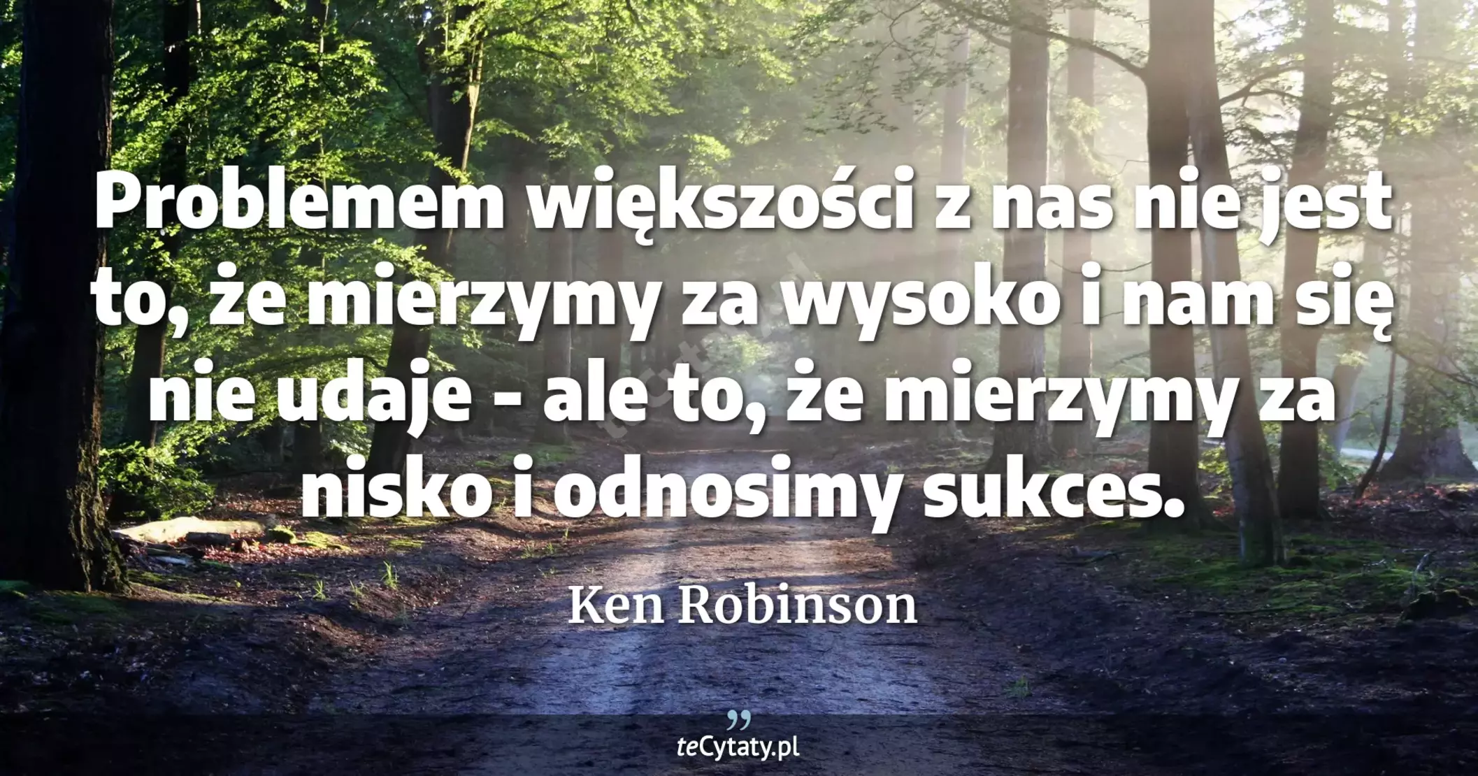 Problemem większości z nas nie jest to, że mierzymy za wysoko i nam się nie udaje - ale to, że mierzymy za nisko i odnosimy sukces. - Ken Robinson