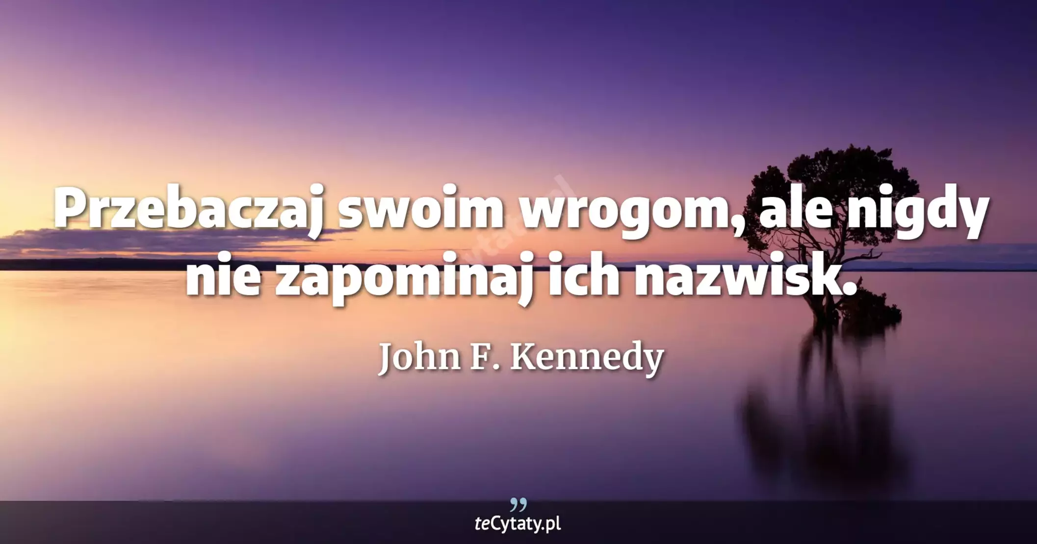 Przebaczaj swoim wrogom, ale nigdy nie zapominaj ich nazwisk. - John F. Kennedy