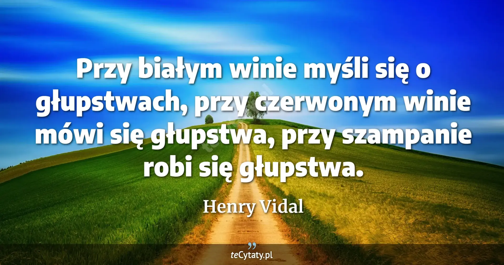 Przy białym winie myśli się o głupstwach, przy czerwonym winie mówi się głupstwa, przy szampanie robi się głupstwa. - Henry Vidal