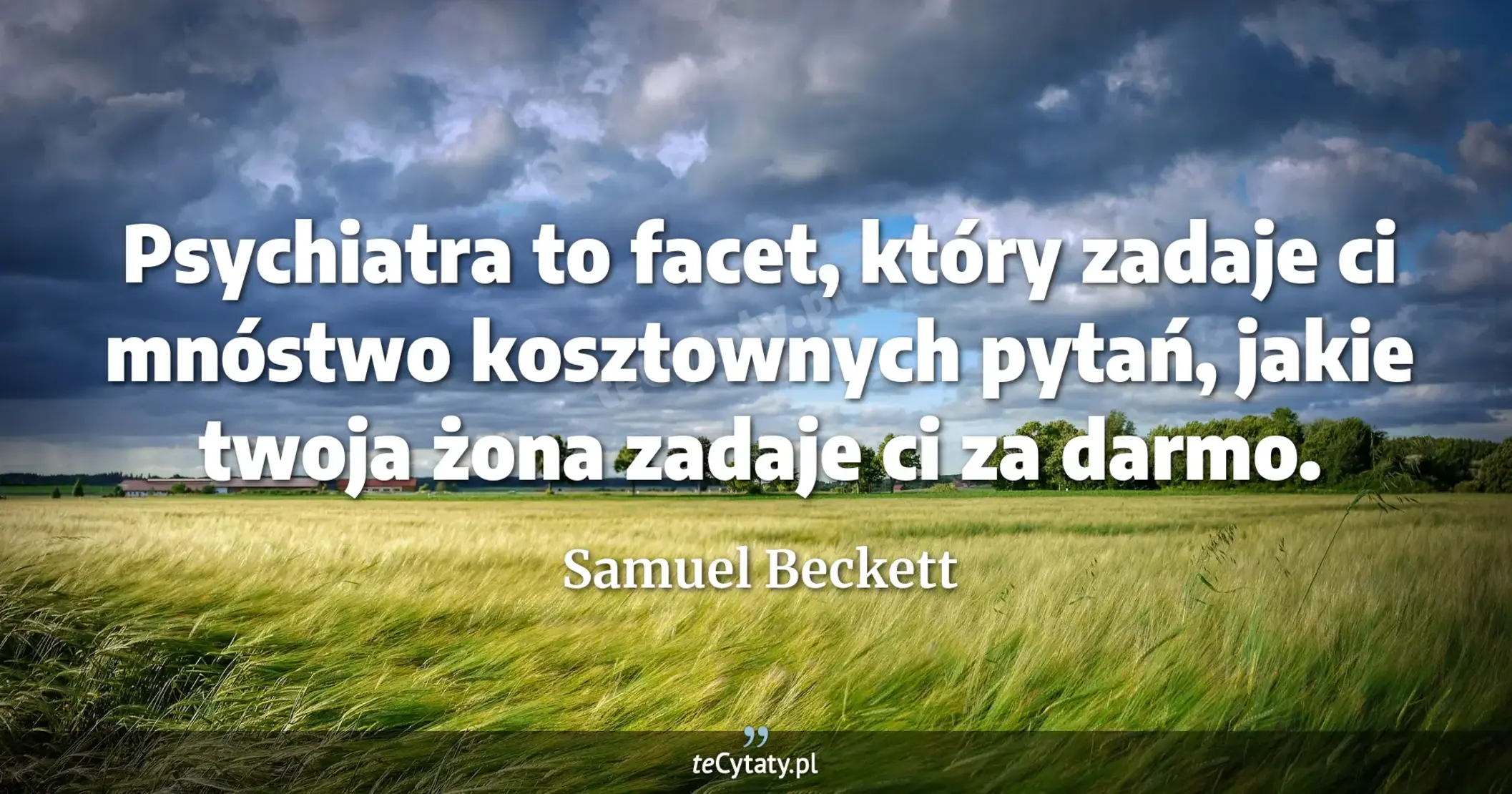 Psychiatra to facet, który zadaje ci mnóstwo kosztownych pytań, jakie twoja żona zadaje ci za darmo. - Samuel Beckett