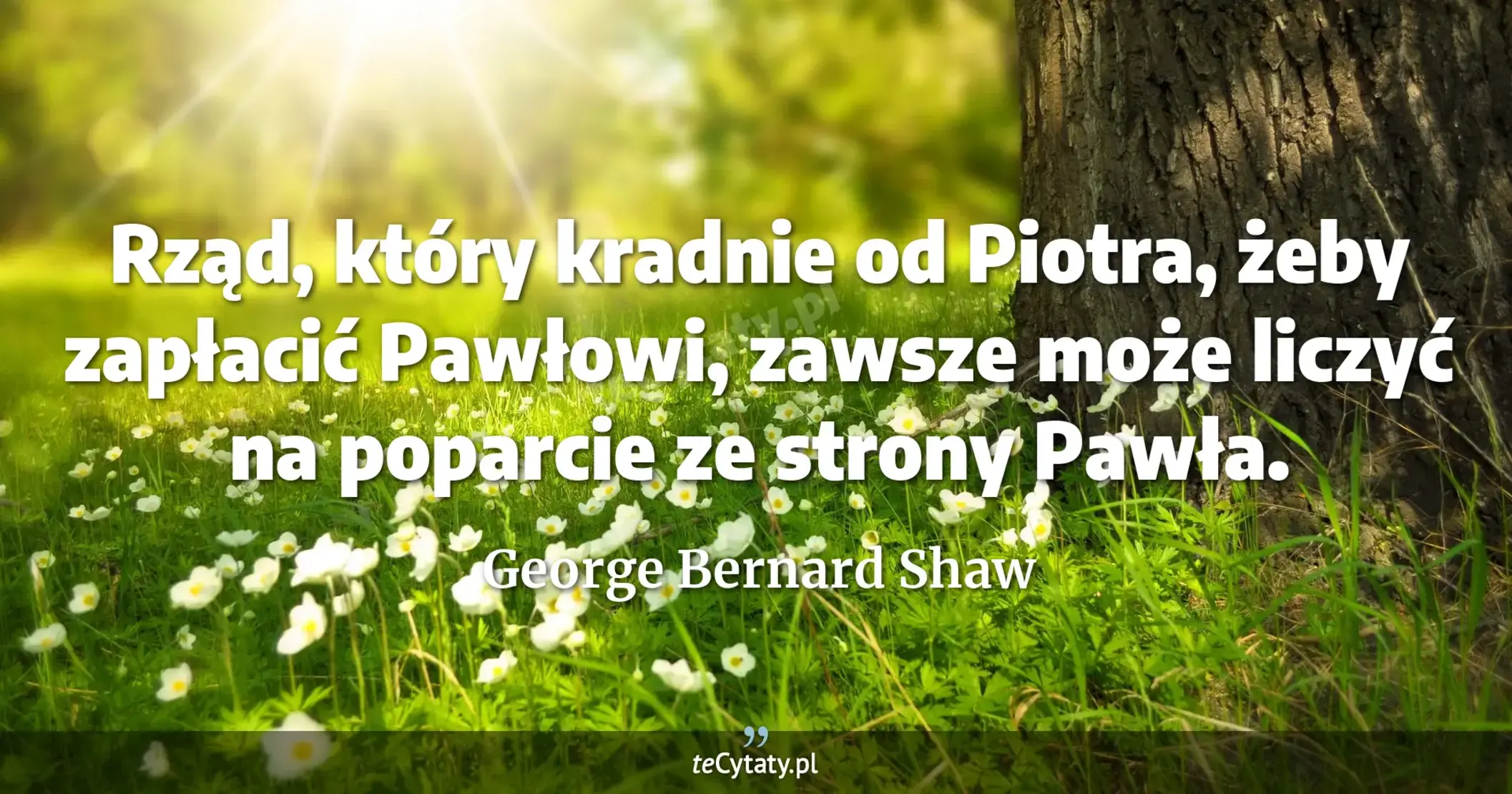 Rząd, który kradnie od Piotra, żeby zapłacić Pawłowi, zawsze może liczyć na poparcie ze strony Pawła. - George Bernard Shaw