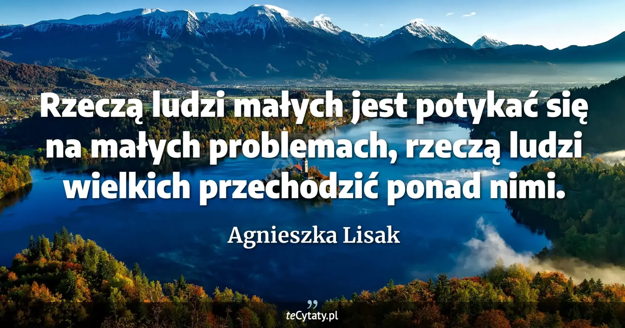 Rzeczą ludzi małych jest potykać się na małych problemach, rzeczą ludzi wielkich przechodzić ponad nimi. - Agnieszka Lisak