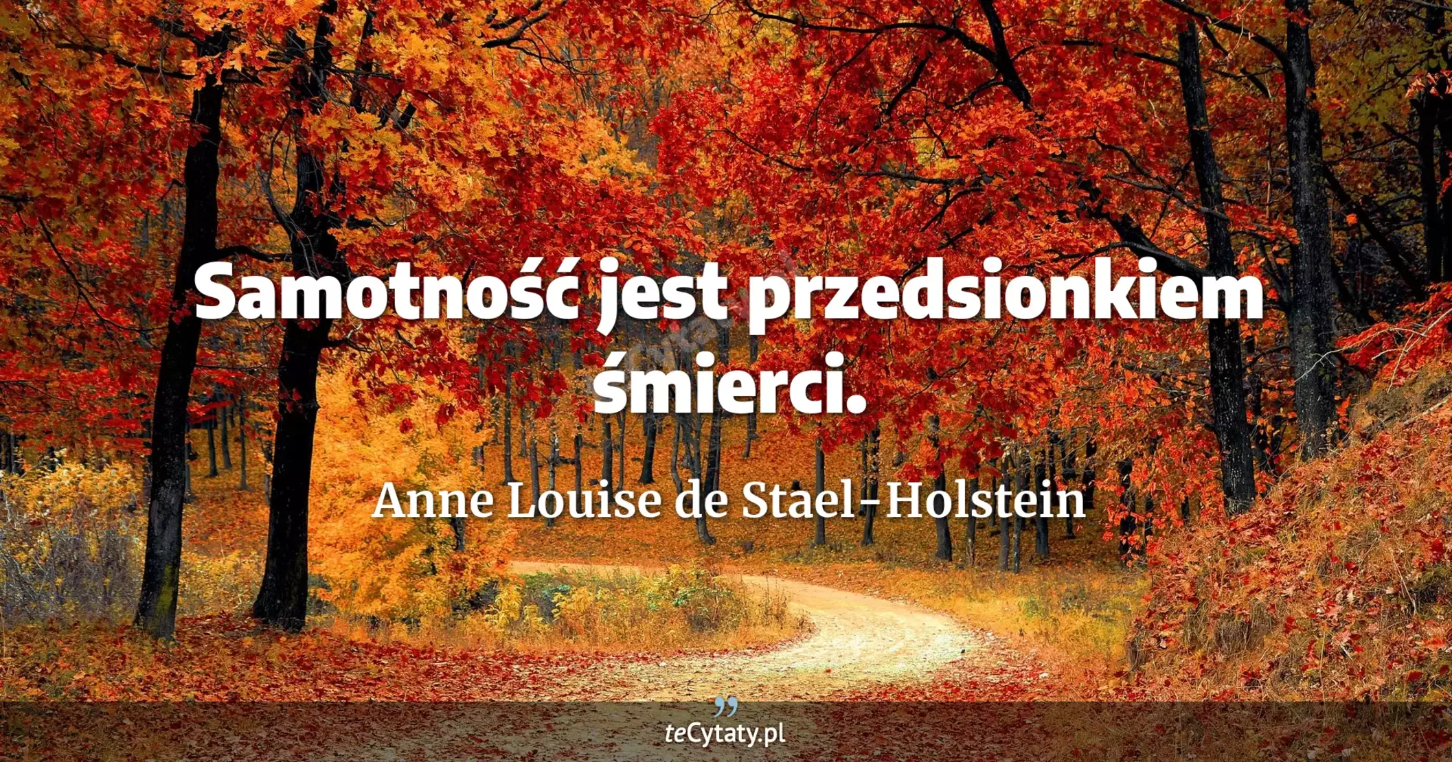 Samotność jest przedsionkiem śmierci. - Anne Louise de Stael-Holstein