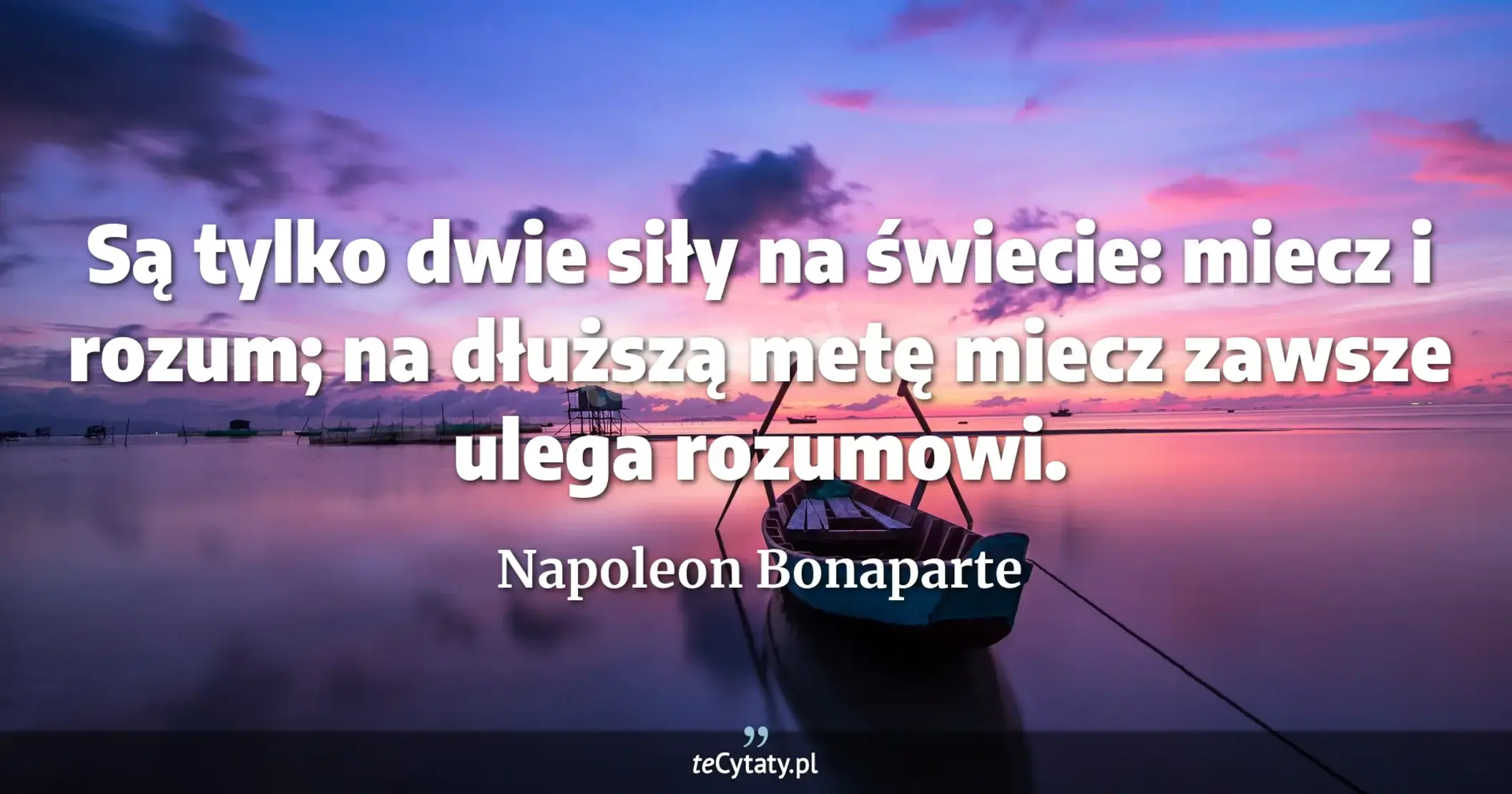 Są tylko dwie siły na świecie: miecz i rozum; na dłuższą metę miecz zawsze ulega rozumowi. - Napoleon Bonaparte