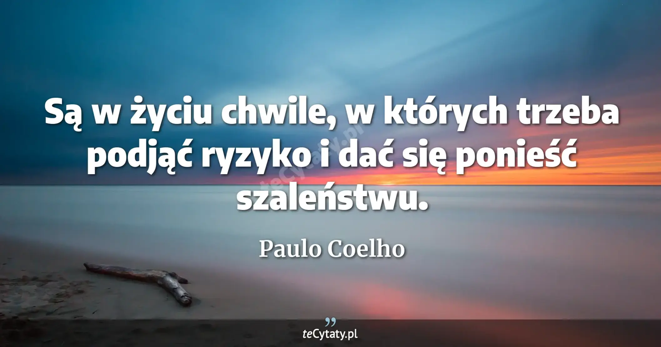 Są w życiu chwile, w których trzeba podjąć ryzyko i dać się ponieść szaleństwu. - Paulo Coelho