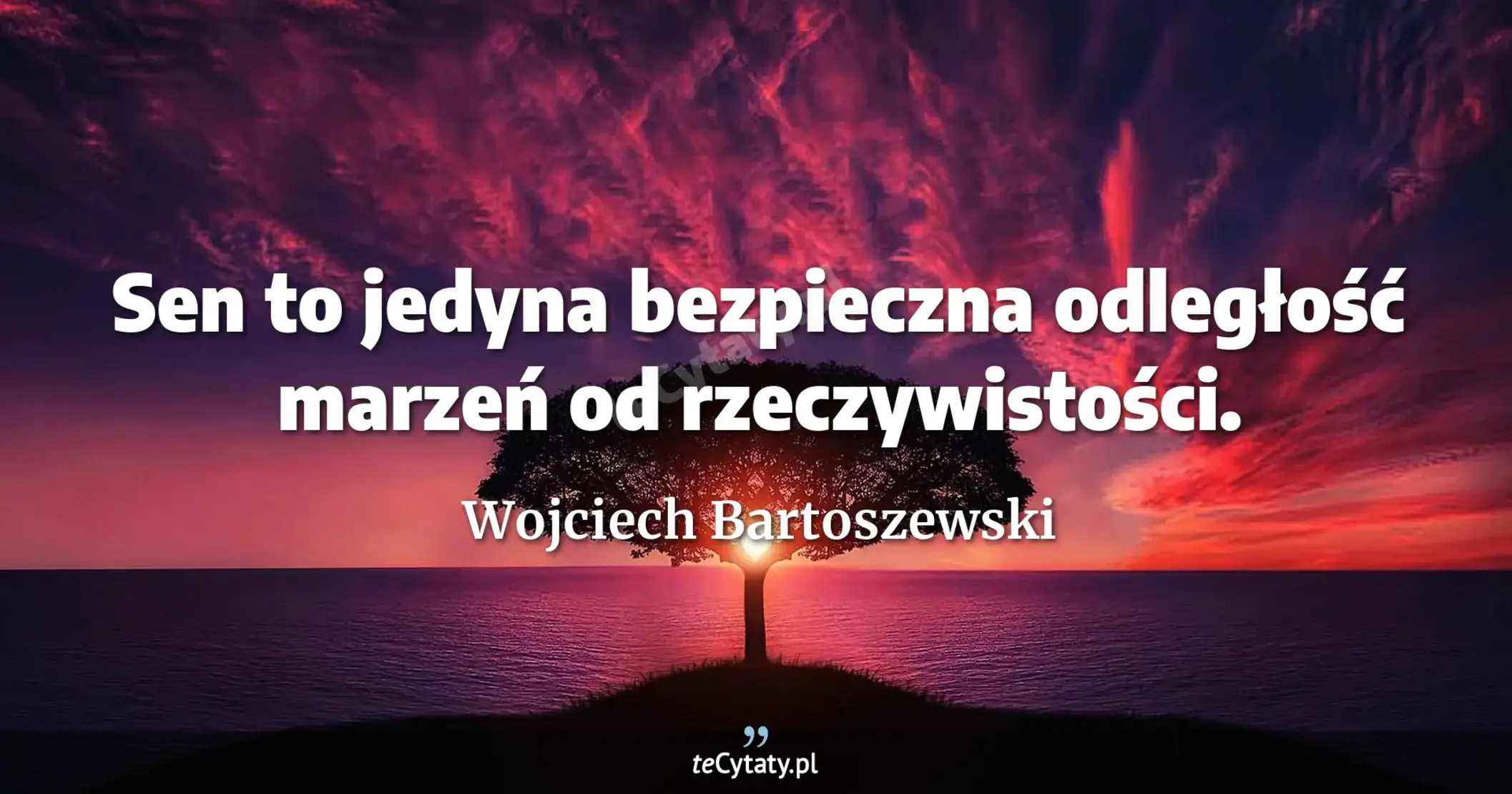 Sen to jedyna bezpieczna odległość marzeń od rzeczywistości. - Wojciech Bartoszewski