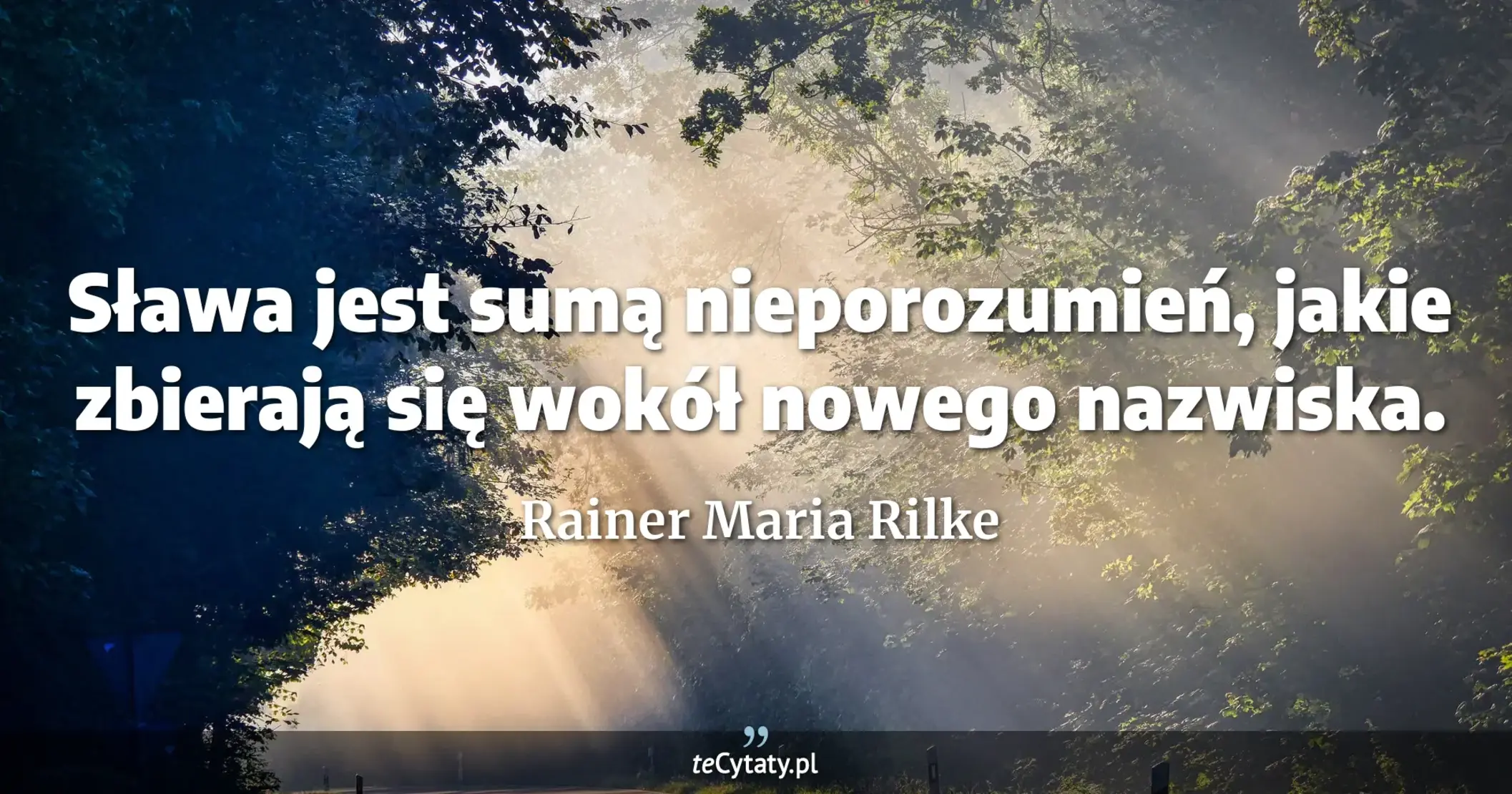 Sława jest sumą nieporozumień, jakie zbierają się wokół nowego nazwiska. - Rainer Maria Rilke