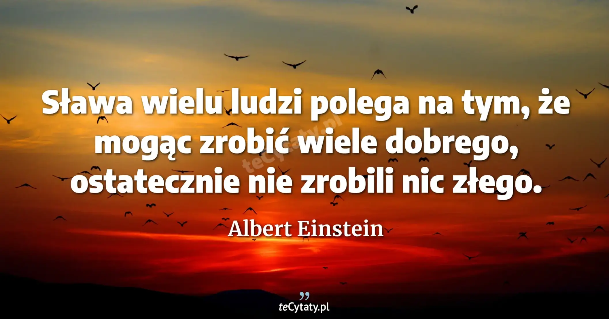 Sława wielu ludzi polega na tym, że mogąc zrobić wiele dobrego, ostatecznie nie zrobili nic złego. - Albert Einstein