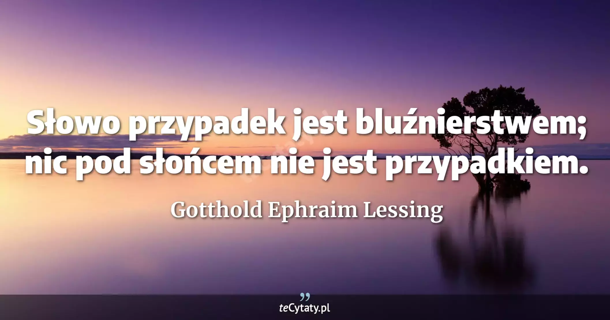 Słowo przypadek jest bluźnierstwem; nic pod słońcem nie jest przypadkiem. - Gotthold Ephraim Lessing
