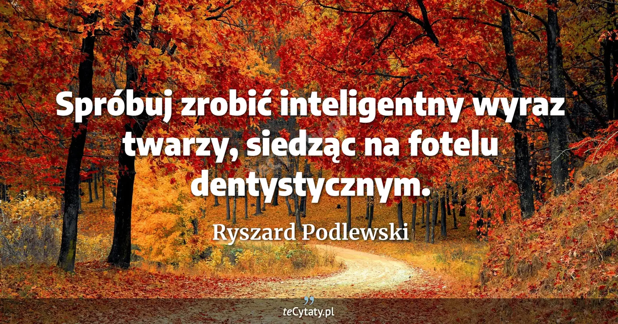 Spróbuj zrobić inteligentny wyraz twarzy, siedząc na fotelu dentystycznym. - Ryszard Podlewski