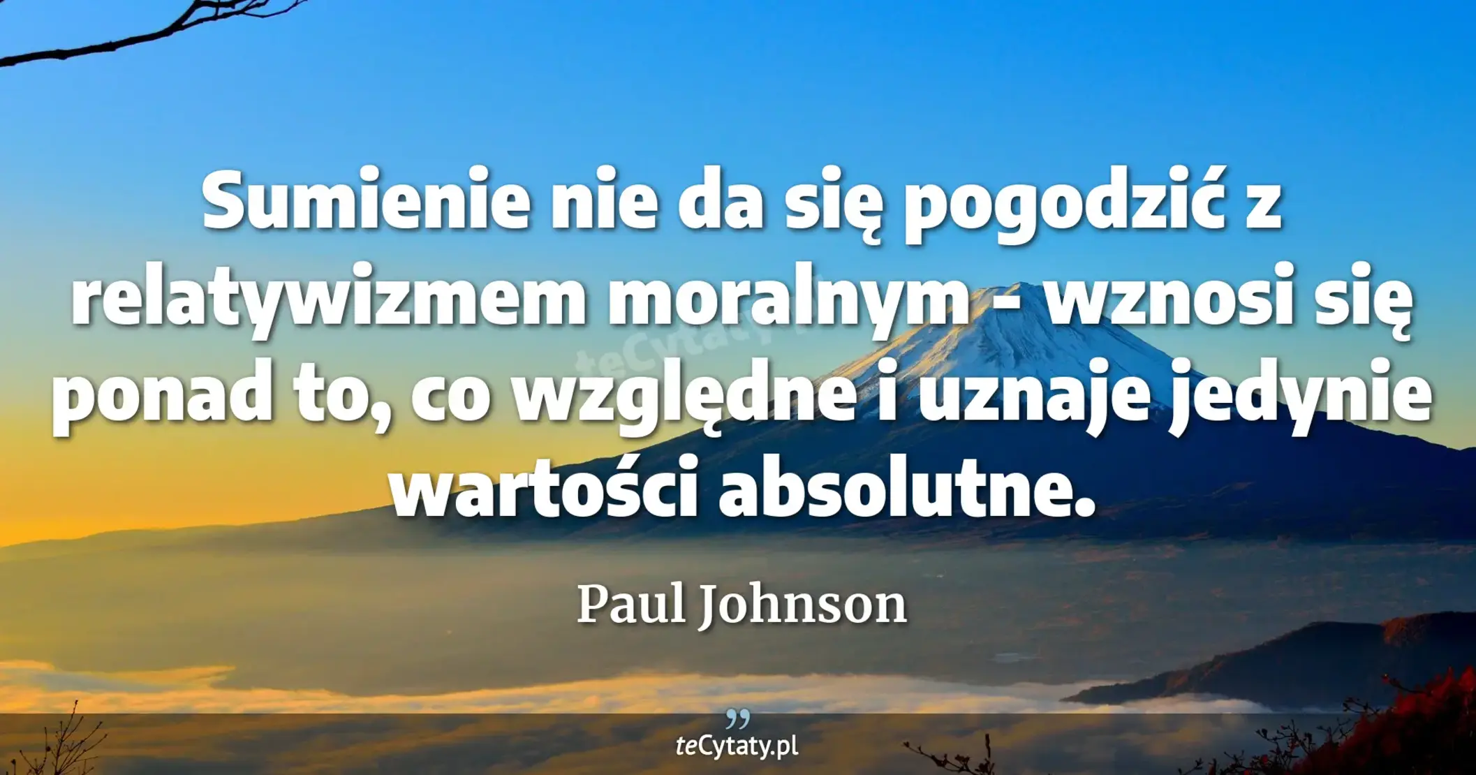 Sumienie nie da się pogodzić z relatywizmem moralnym - wznosi się ponad to, co względne i uznaje jedynie wartości absolutne. - Paul Johnson