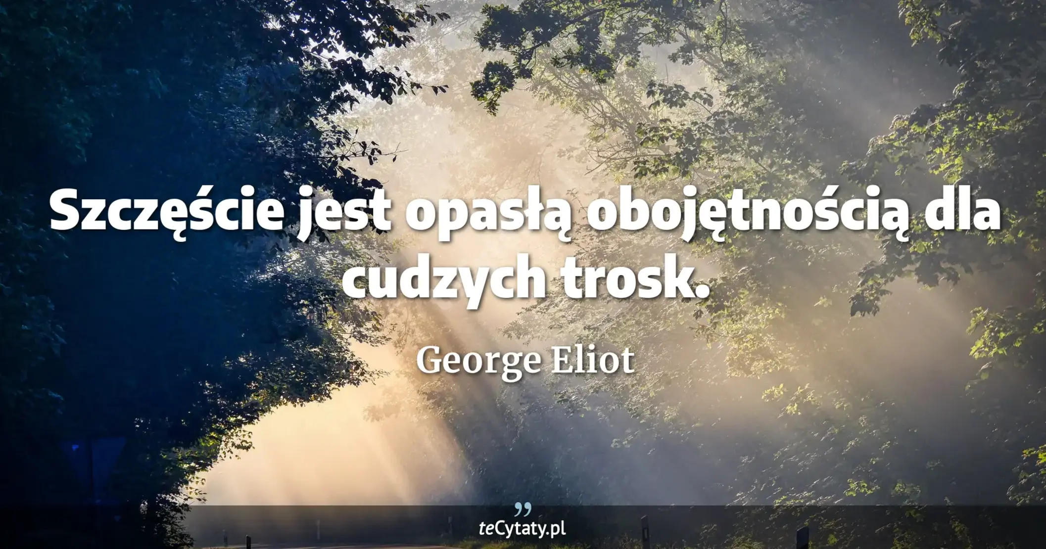 Szczęście jest opasłą obojętnością dla cudzych trosk. - George Eliot