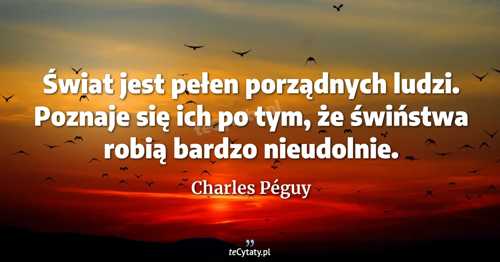 Świat jest pełen porządnych ludzi. Poznaje się ich po tym, że świństwa robią bardzo nieudolnie. - Charles Péguy