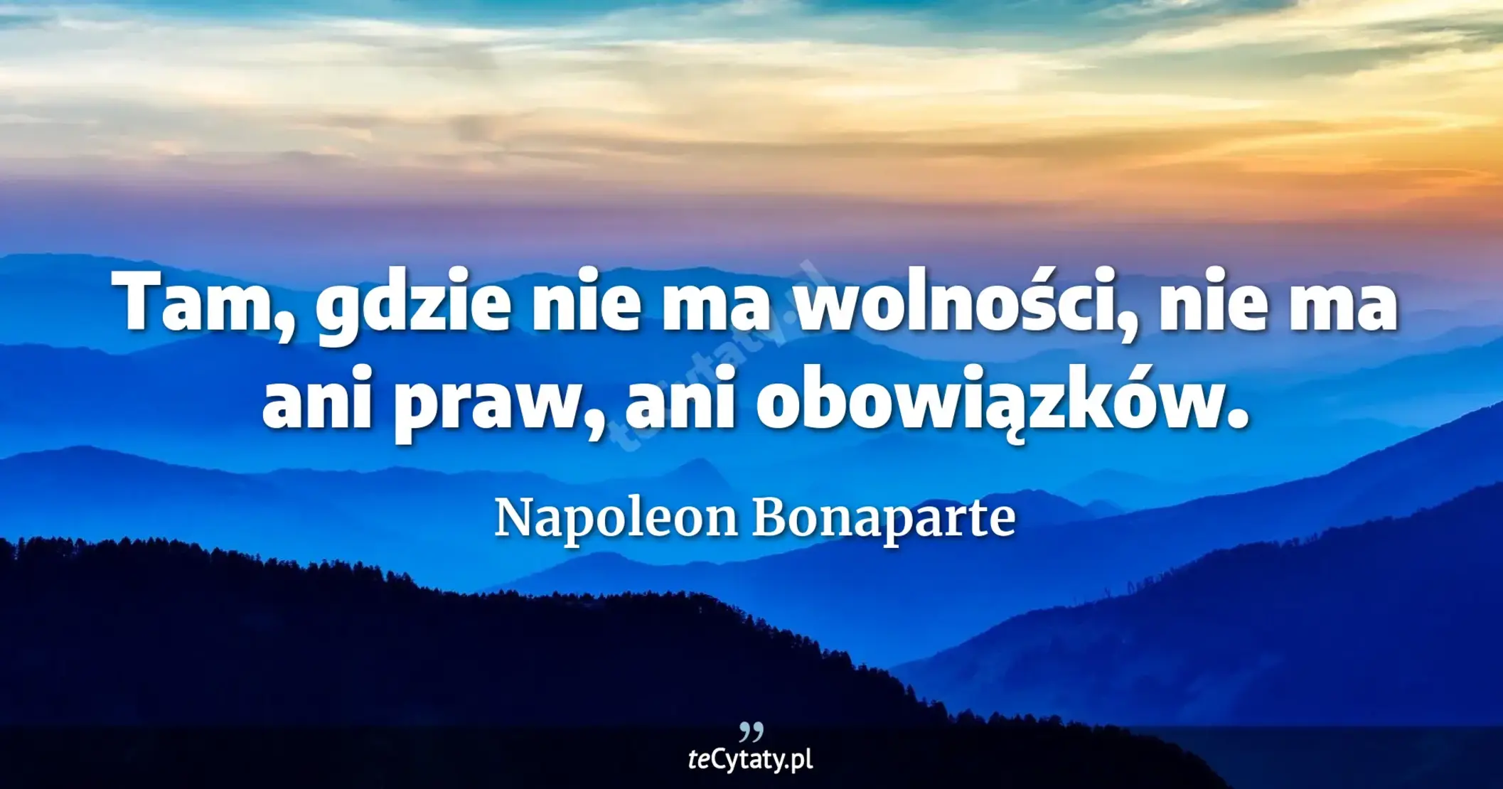 Tam, gdzie nie ma wolności, nie ma ani praw, ani obowiązków. - Napoleon Bonaparte