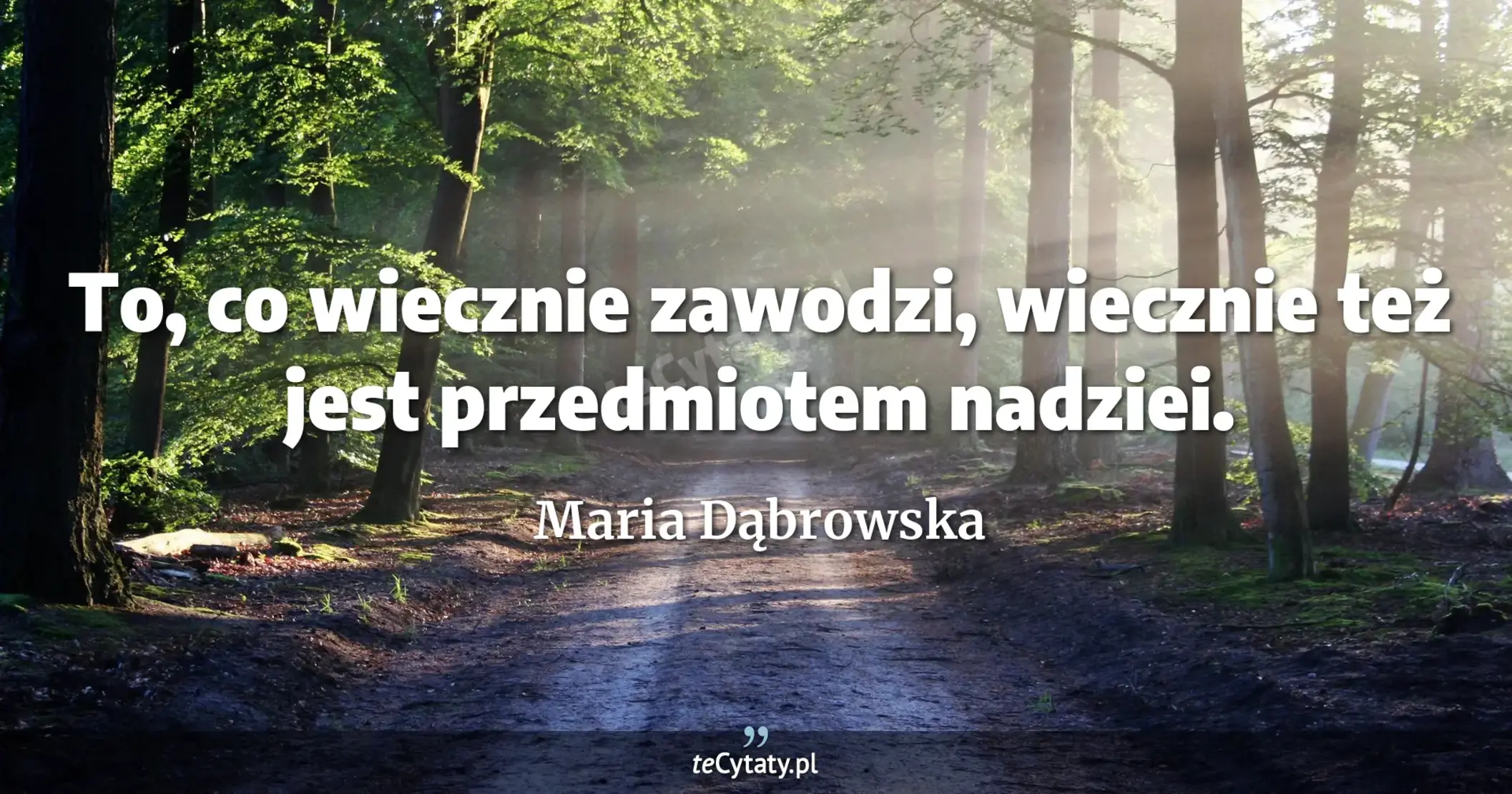 To, co wiecznie zawodzi, wiecznie też jest przedmiotem nadziei. - Maria Dąbrowska