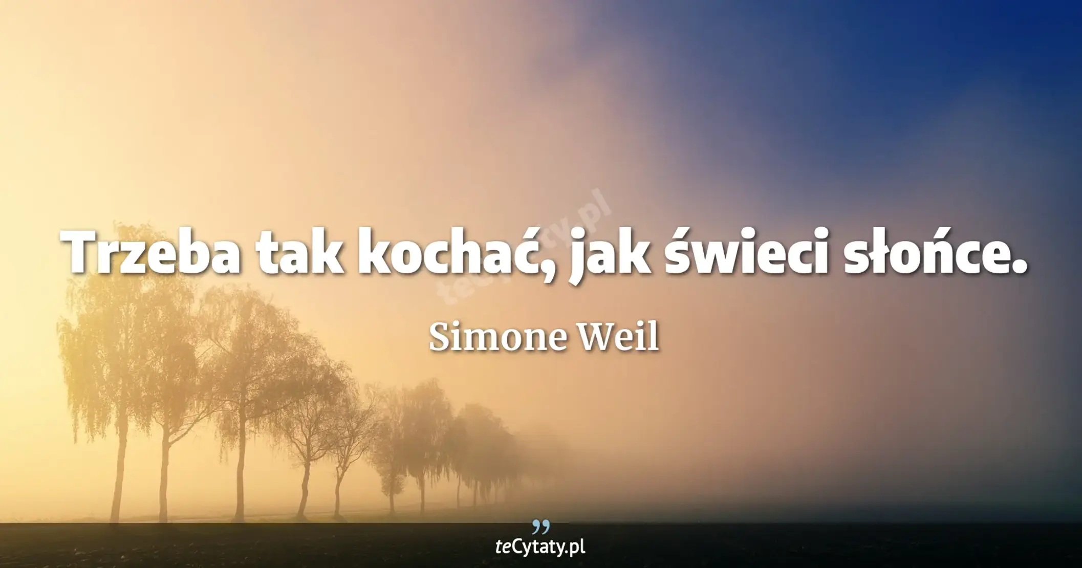 Trzeba tak kochać, jak świeci słońce. - Simone Weil
