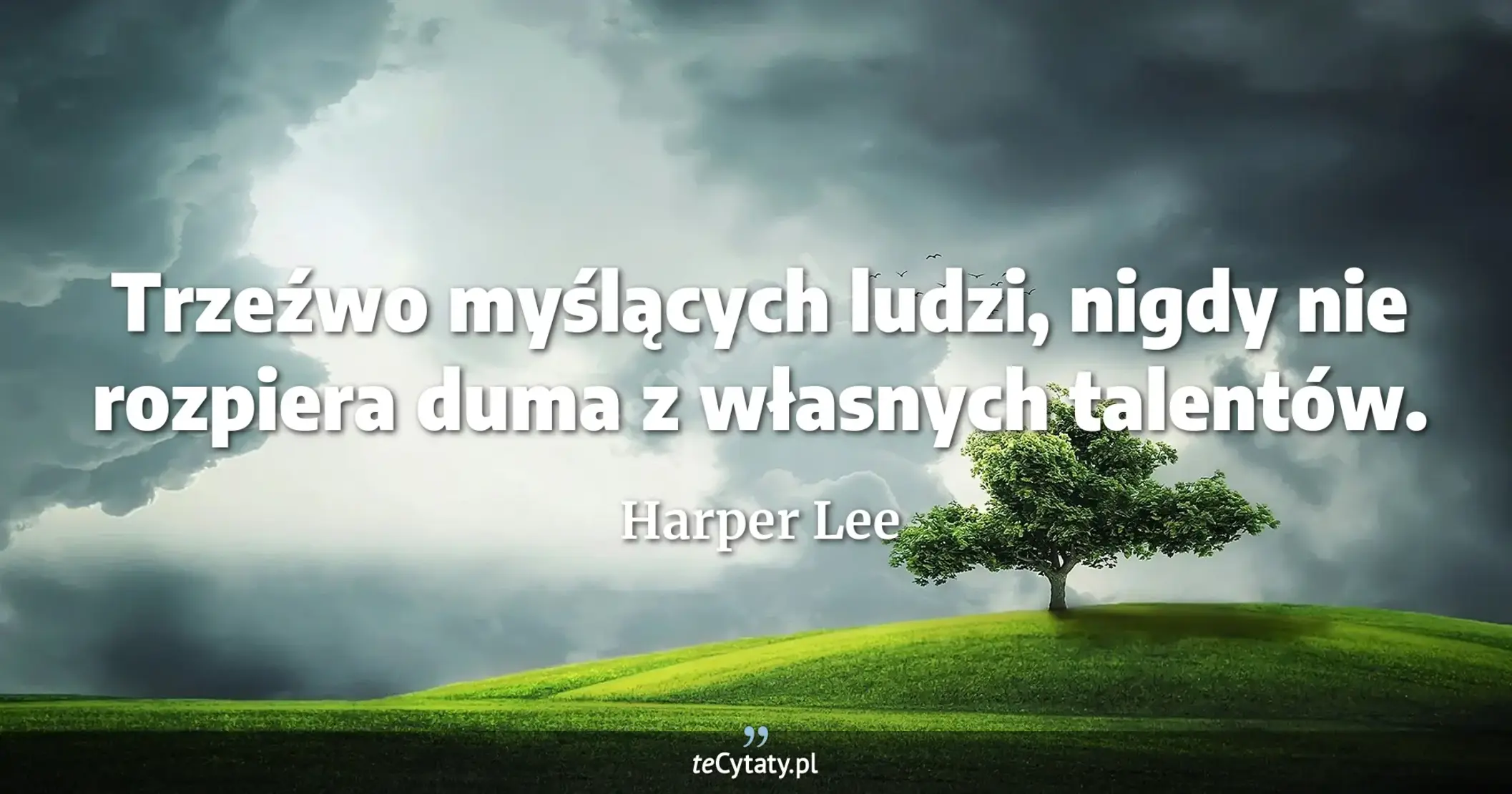 Trzeźwo myślących ludzi, nigdy nie rozpiera duma z własnych talentów. - Harper Lee