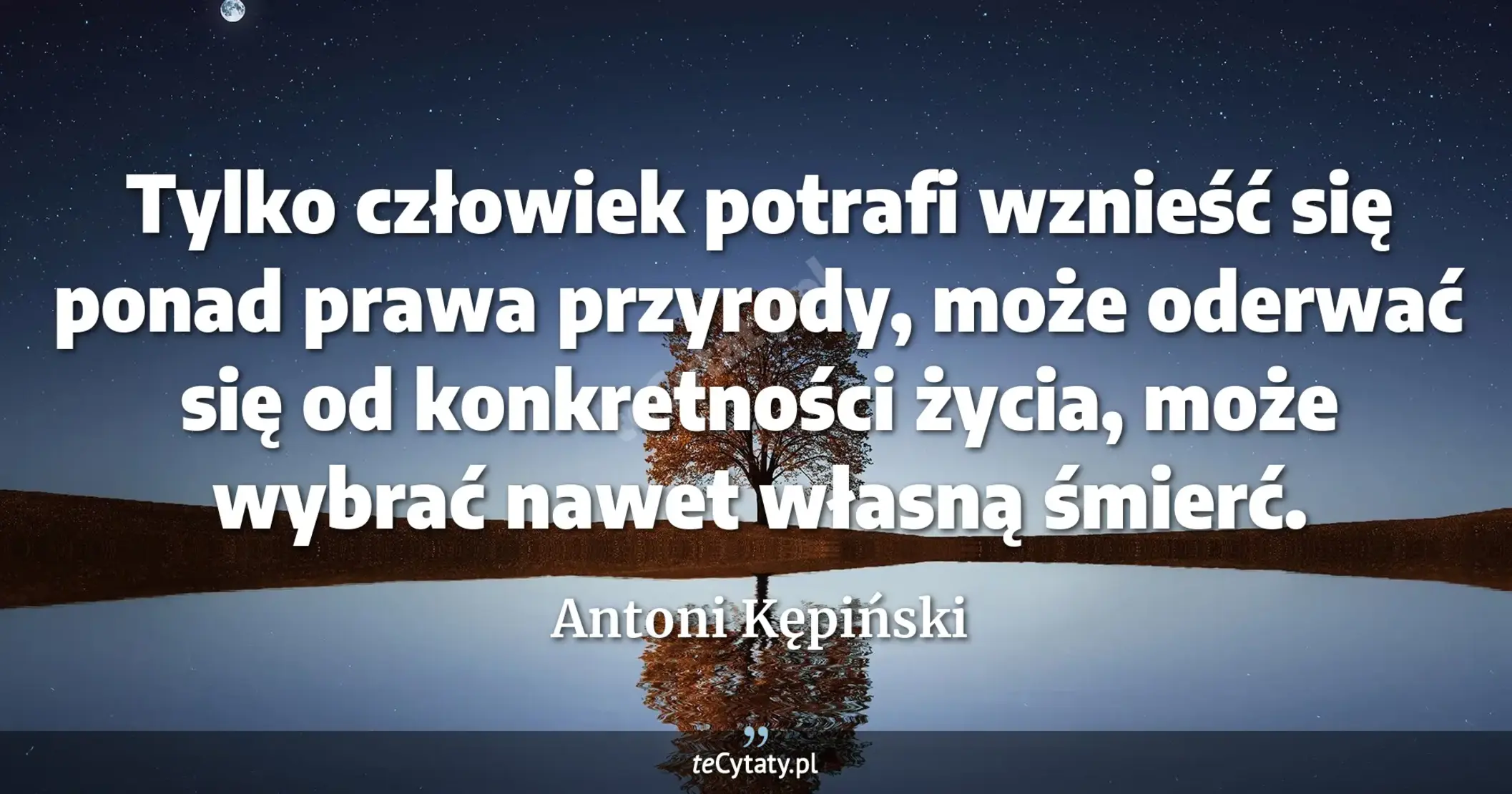 Tylko człowiek potrafi wznieść się ponad prawa przyrody, może oderwać się od konkretności życia, może wybrać nawet własną śmierć. - Antoni Kępiński