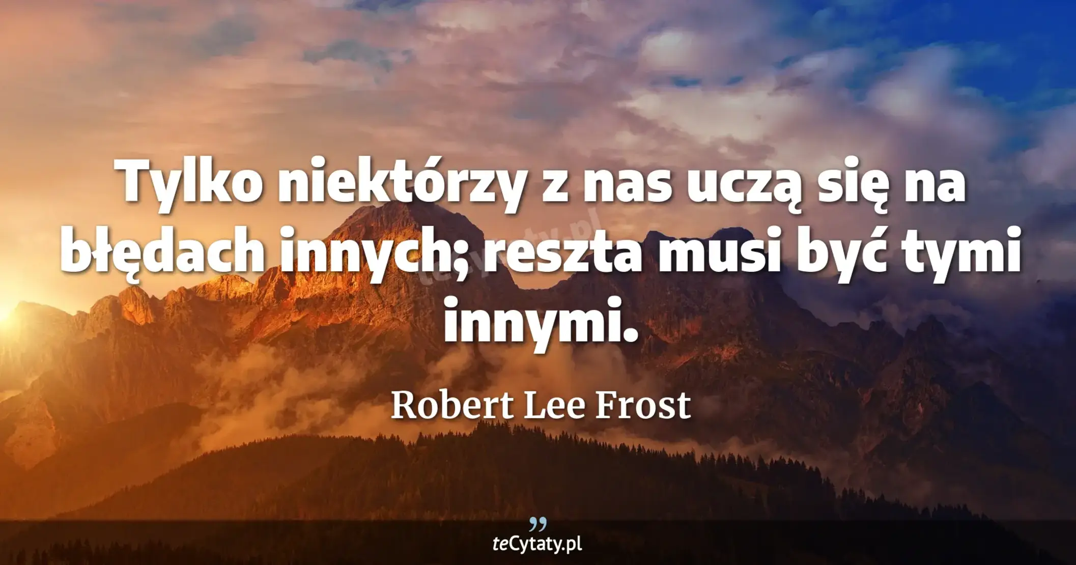 Tylko niektórzy z nas uczą się na błędach innych; reszta musi być tymi innymi. - Robert Lee Frost