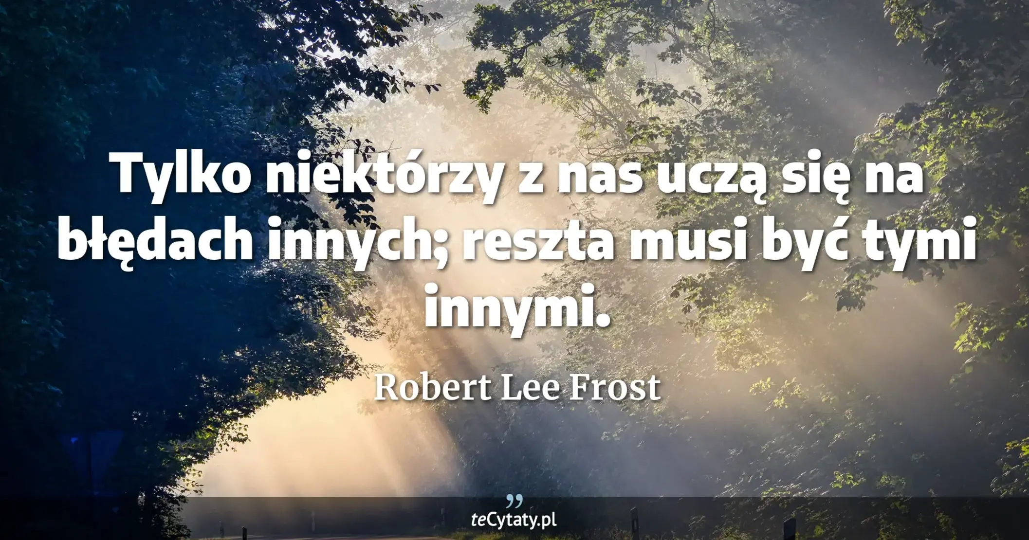 Tylko niektórzy z nas uczą się na błędach innych; reszta musi być tymi innymi. - Robert Lee Frost