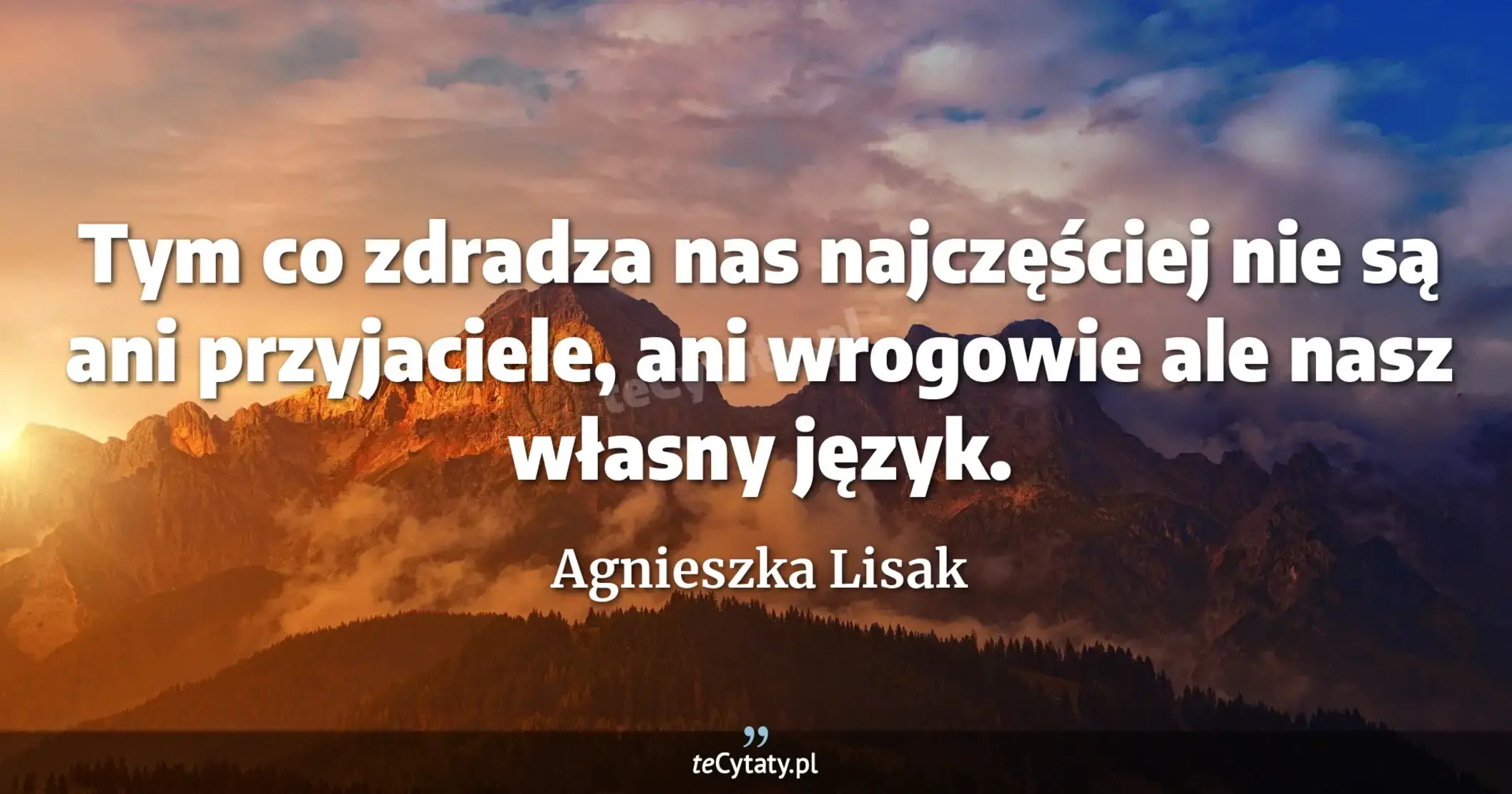 Tym co zdradza nas najczęściej nie są ani przyjaciele, ani wrogowie ale nasz własny język. - Agnieszka Lisak