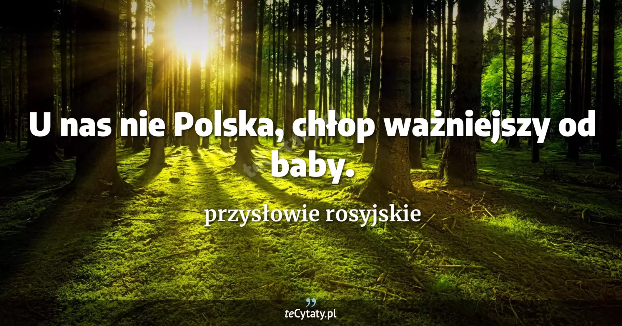 U nas nie Polska, chłop ważniejszy od baby. - przysłowie rosyjskie