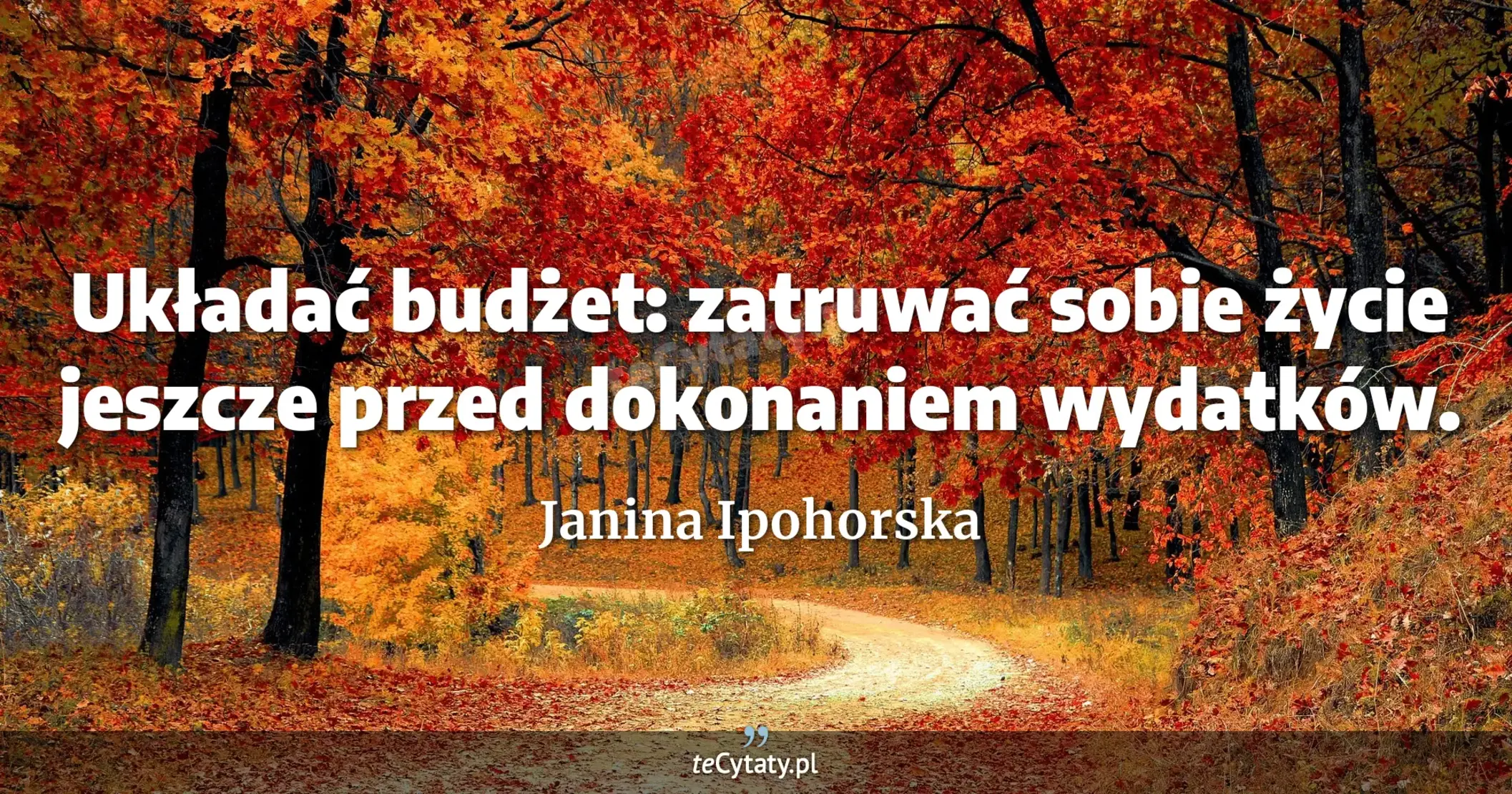 Układać budżet: zatruwać sobie życie jeszcze przed dokonaniem wydatków. - Janina Ipohorska