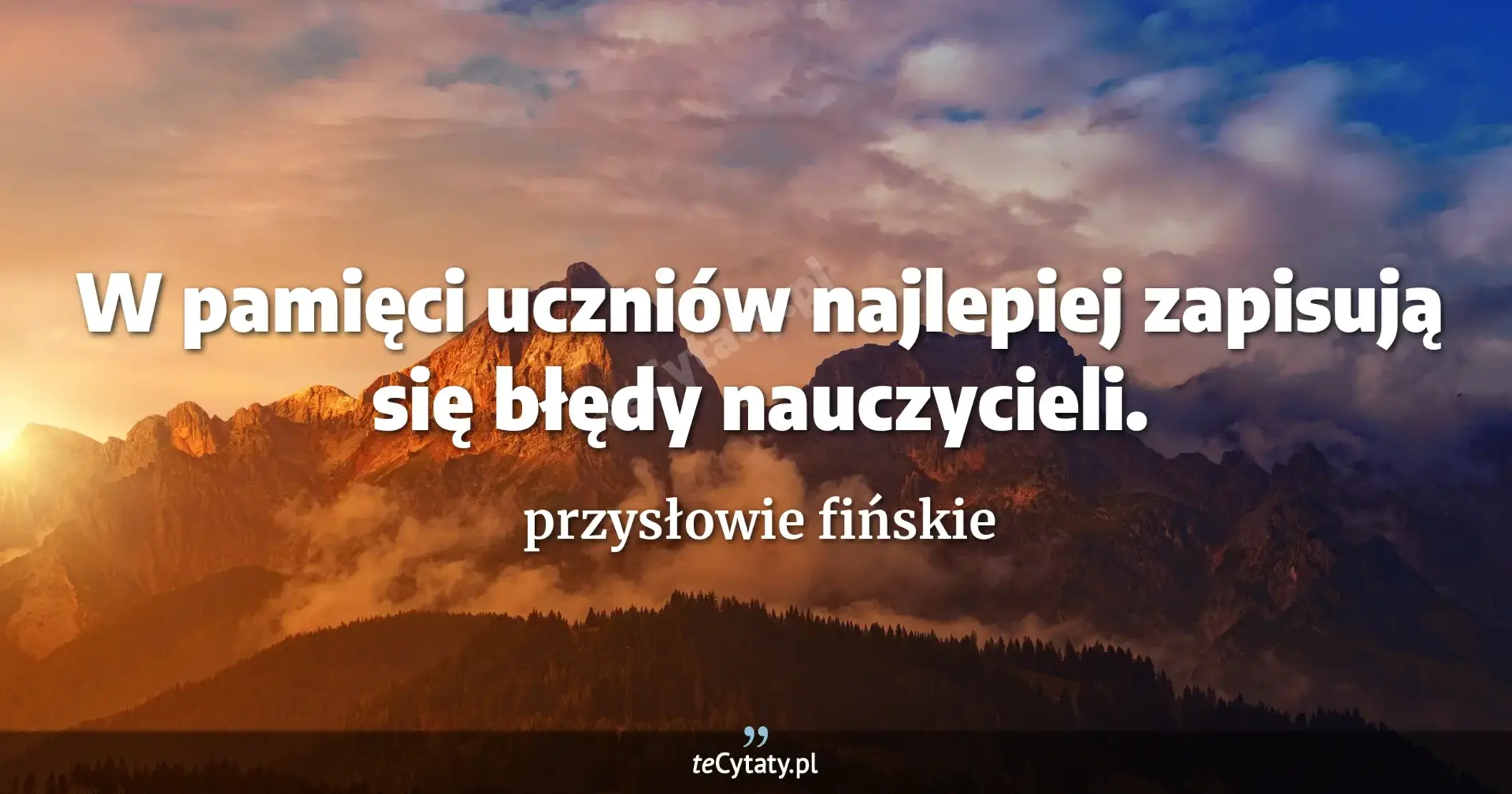 W pamięci uczniów najlepiej zapisują się błędy nauczycieli. - przysłowie fińskie