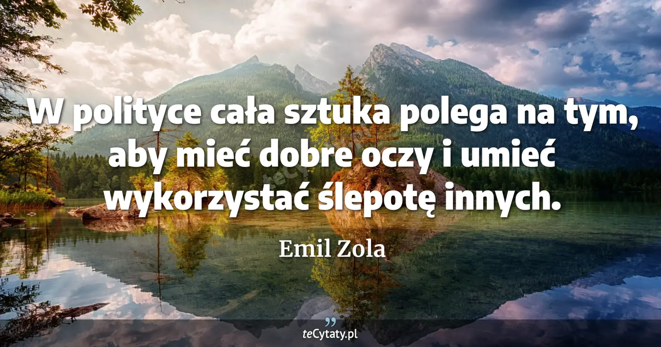 W polityce cała sztuka polega na tym, aby mieć dobre oczy i umieć wykorzystać ślepotę innych. - Emil Zola