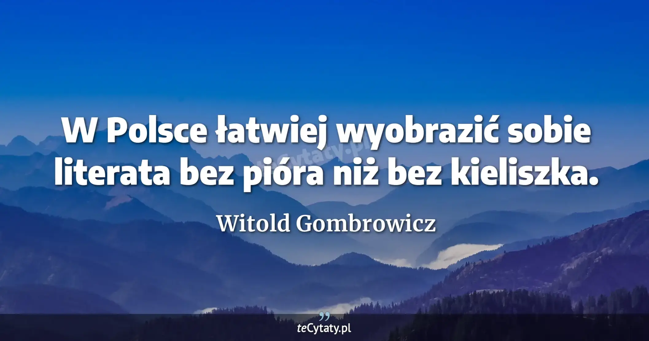 W Polsce łatwiej wyobrazić sobie literata bez pióra niż bez kieliszka. - Witold Gombrowicz