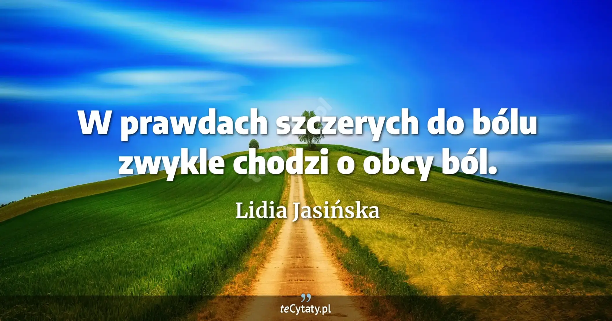 W prawdach szczerych do bólu zwykle chodzi o obcy ból. - Lidia Jasińska