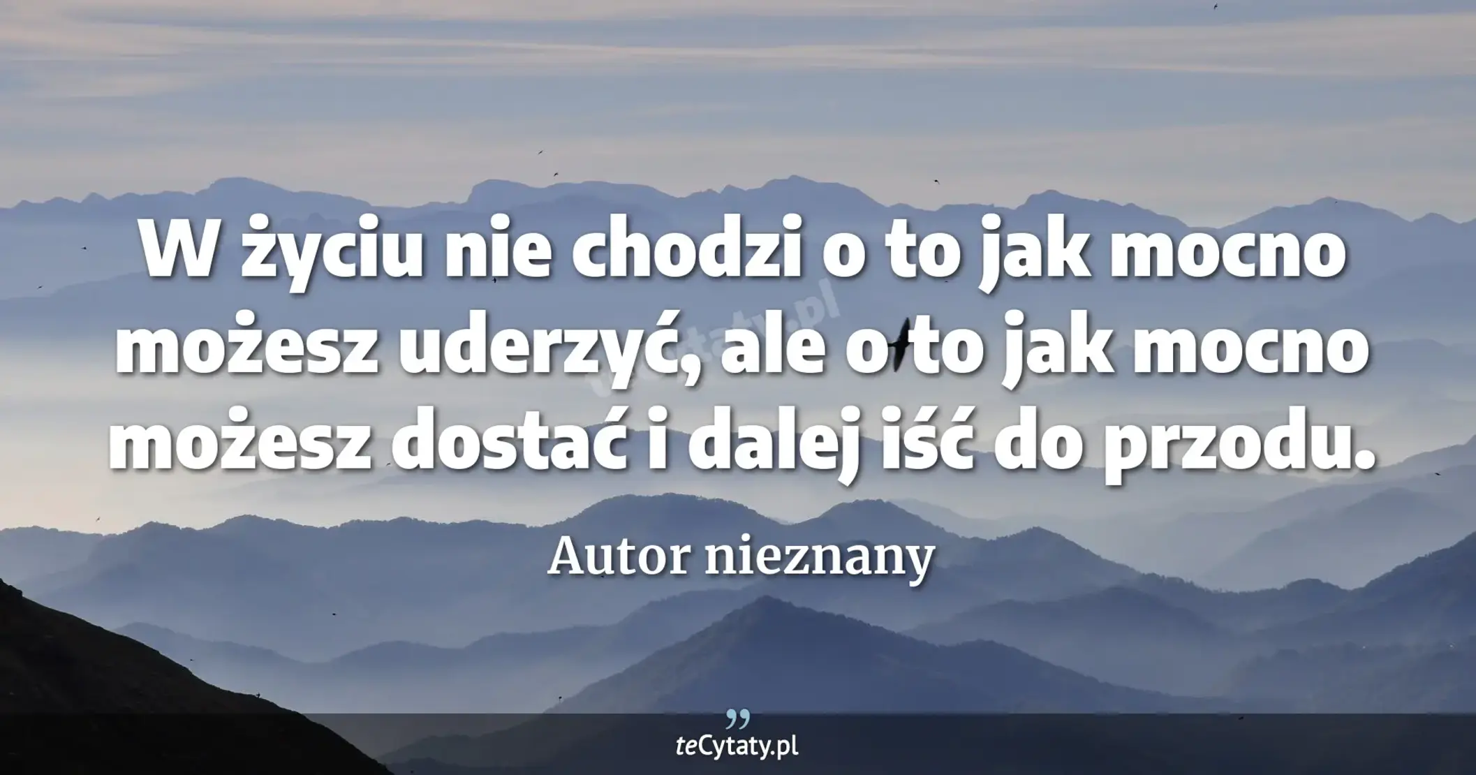 W życiu nie chodzi o to jak mocno możesz uderzyć, ale o to jak mocno możesz dostać i dalej iść do przodu. - Autor nieznany