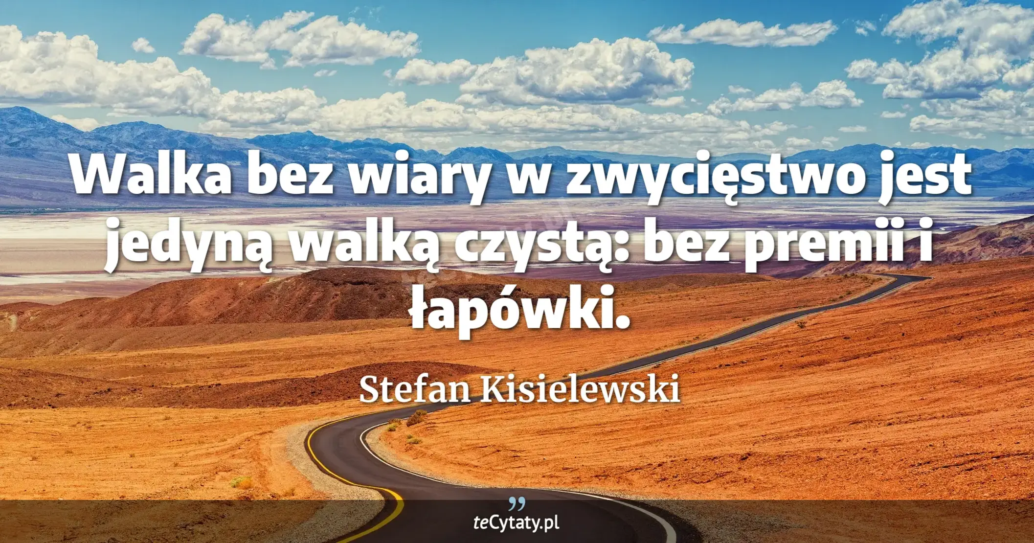 Walka bez wiary w zwycięstwo jest jedyną walką czystą: bez premii i łapówki. - Stefan Kisielewski