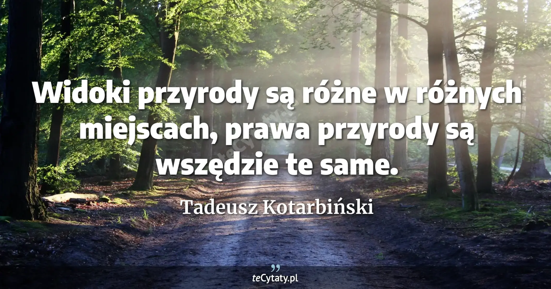 Widoki przyrody są różne w różnych miejscach, prawa przyrody są wszędzie te same. - Tadeusz Kotarbiński