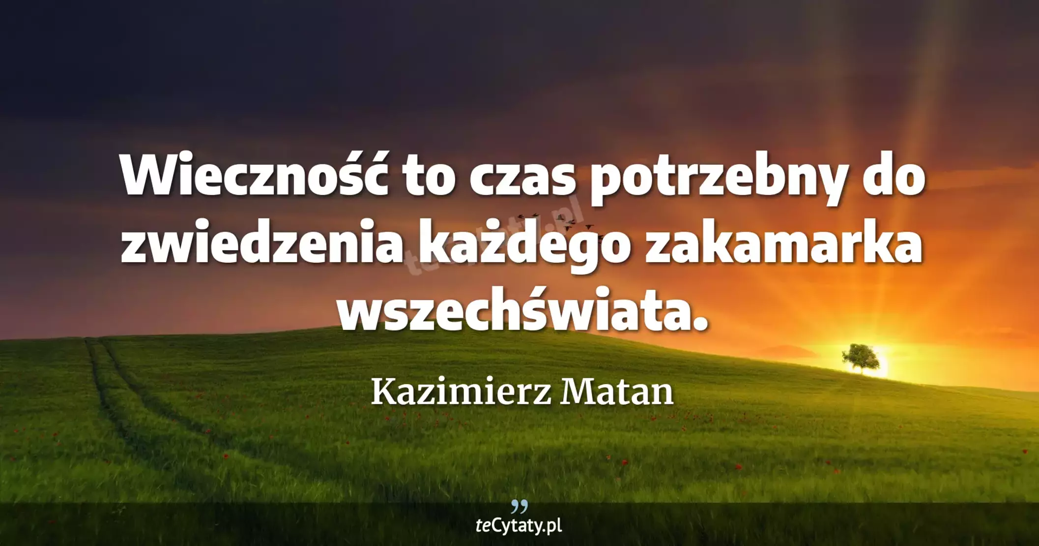 Wieczność to czas potrzebny do zwiedzenia każdego zakamarka wszechświata. - Kazimierz Matan