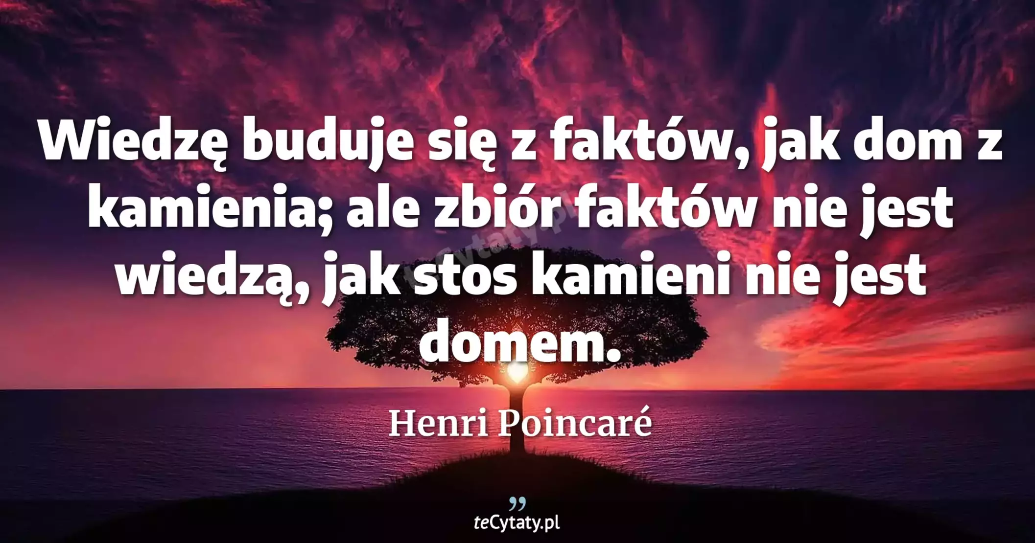 Wiedzę buduje się z faktów, jak dom z kamienia; ale zbiór faktów nie jest wiedzą, jak stos kamieni nie jest domem. - Henri Poincaré