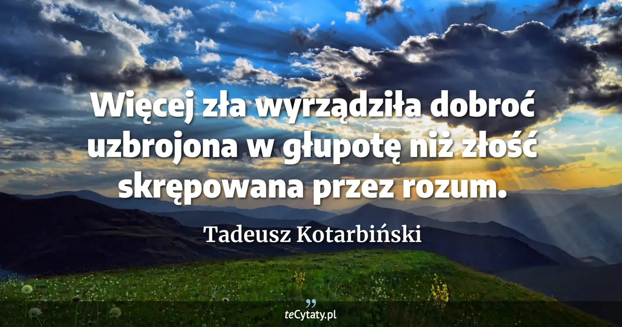 Więcej zła wyrządziła dobroć uzbrojona w głupotę niż złość skrępowana przez rozum. - Tadeusz Kotarbiński
