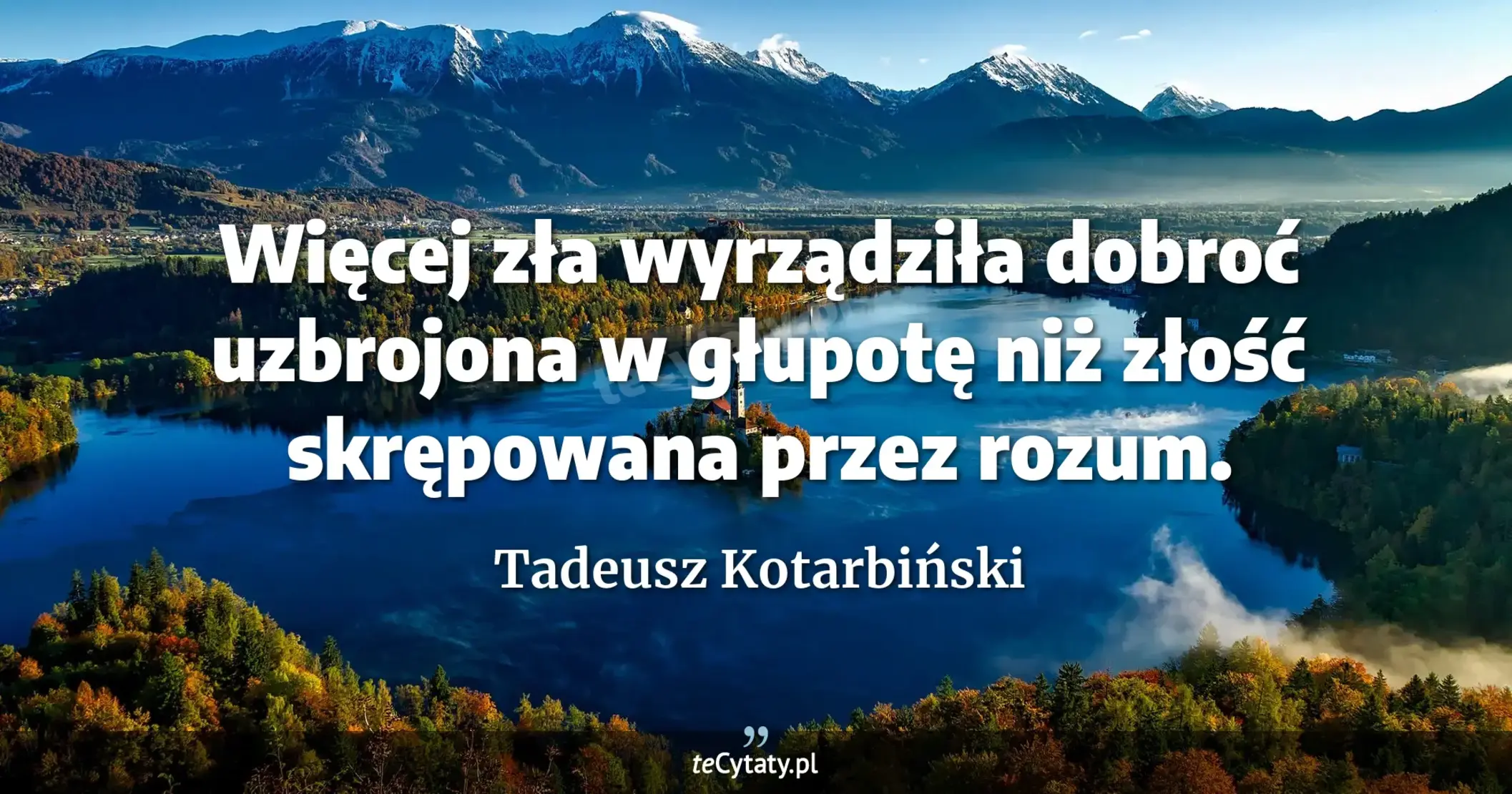 Więcej zła wyrządziła dobroć uzbrojona w głupotę niż złość skrępowana przez rozum. - Tadeusz Kotarbiński