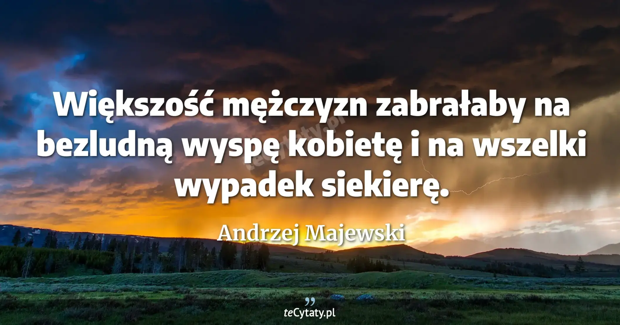 Większość mężczyzn zabrałaby na bezludną wyspę kobietę i na wszelki wypadek siekierę. - Andrzej Majewski