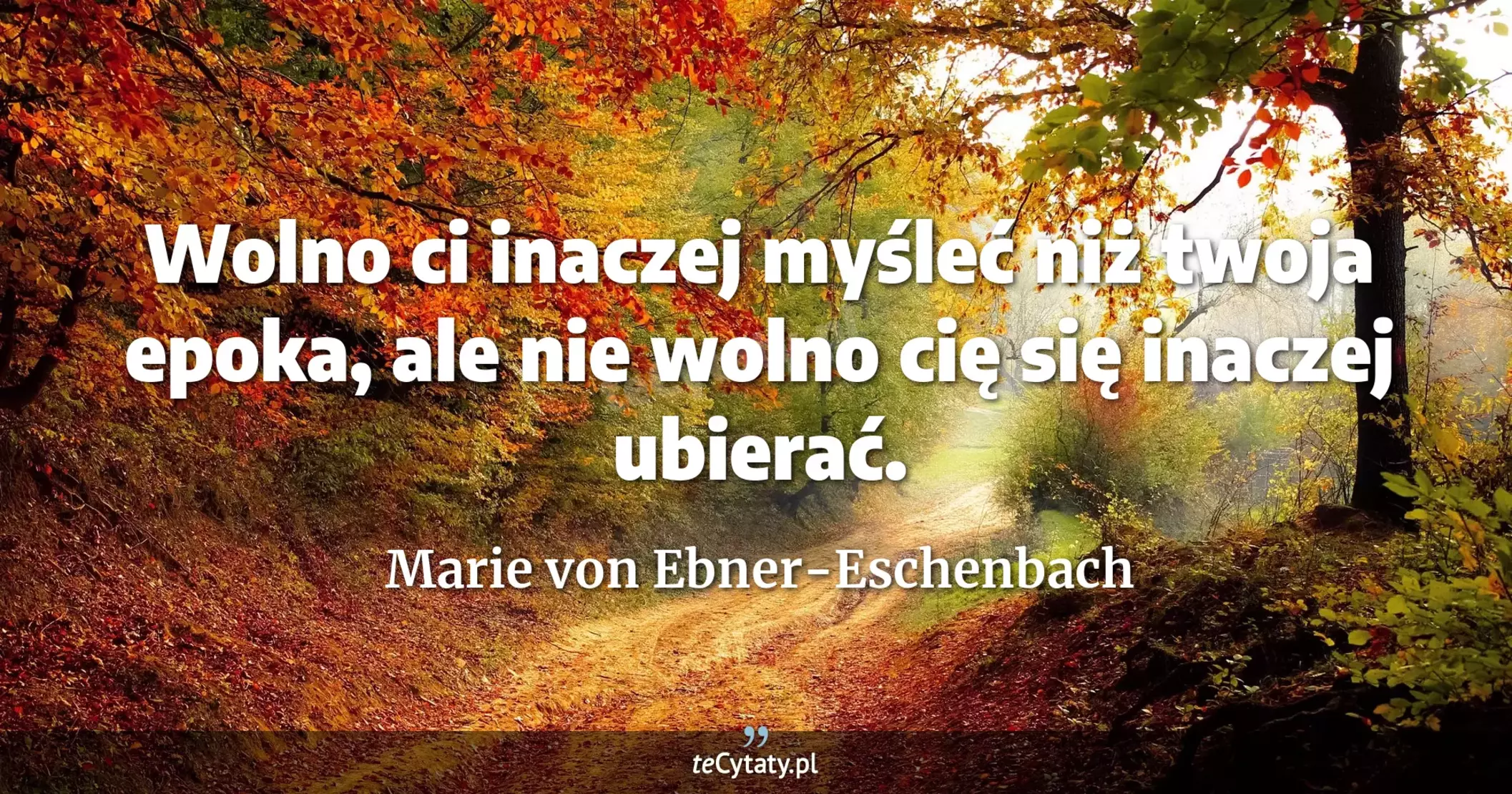 Wolno ci inaczej myśleć niż twoja epoka, ale nie wolno cię się inaczej ubierać. - Marie von Ebner-Eschenbach