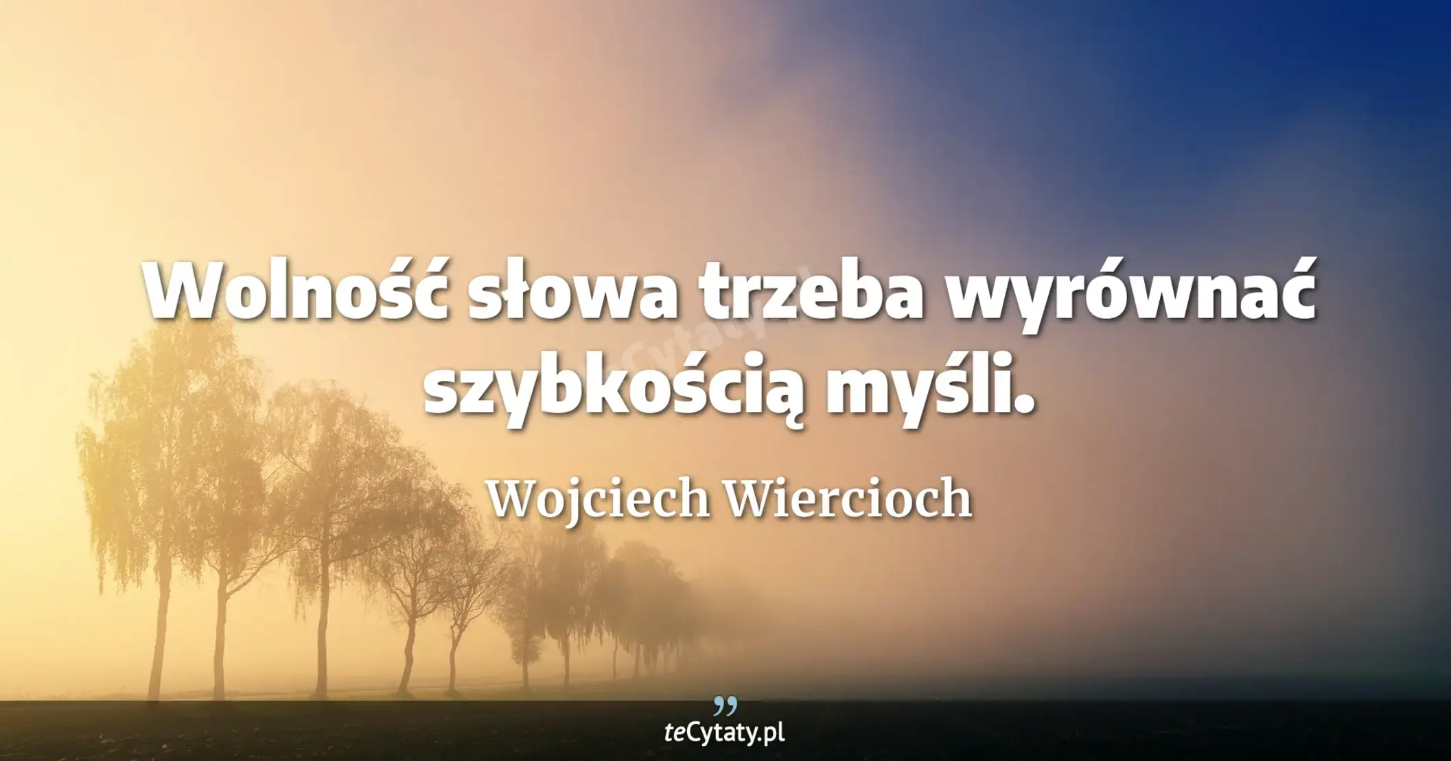 Wolność słowa trzeba wyrównać szybkością myśli. - Wojciech Wiercioch