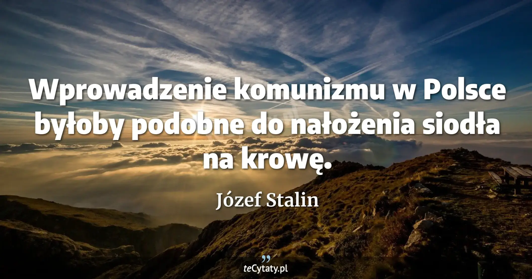 Wprowadzenie komunizmu w Polsce byłoby podobne do nałożenia siodła na krowę. - Józef Stalin