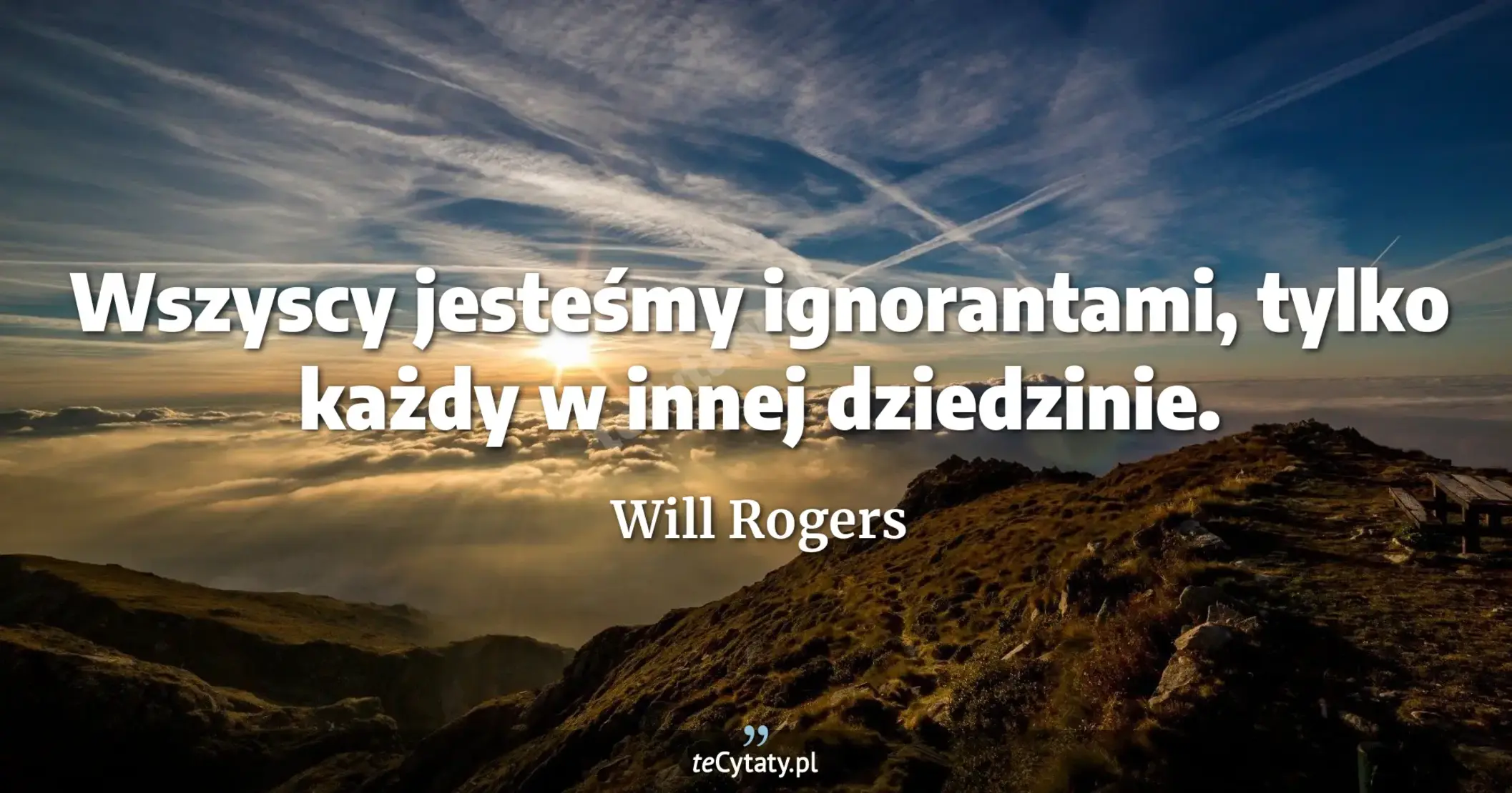 Wszyscy jesteśmy ignorantami, tylko każdy w innej dziedzinie. - Will Rogers