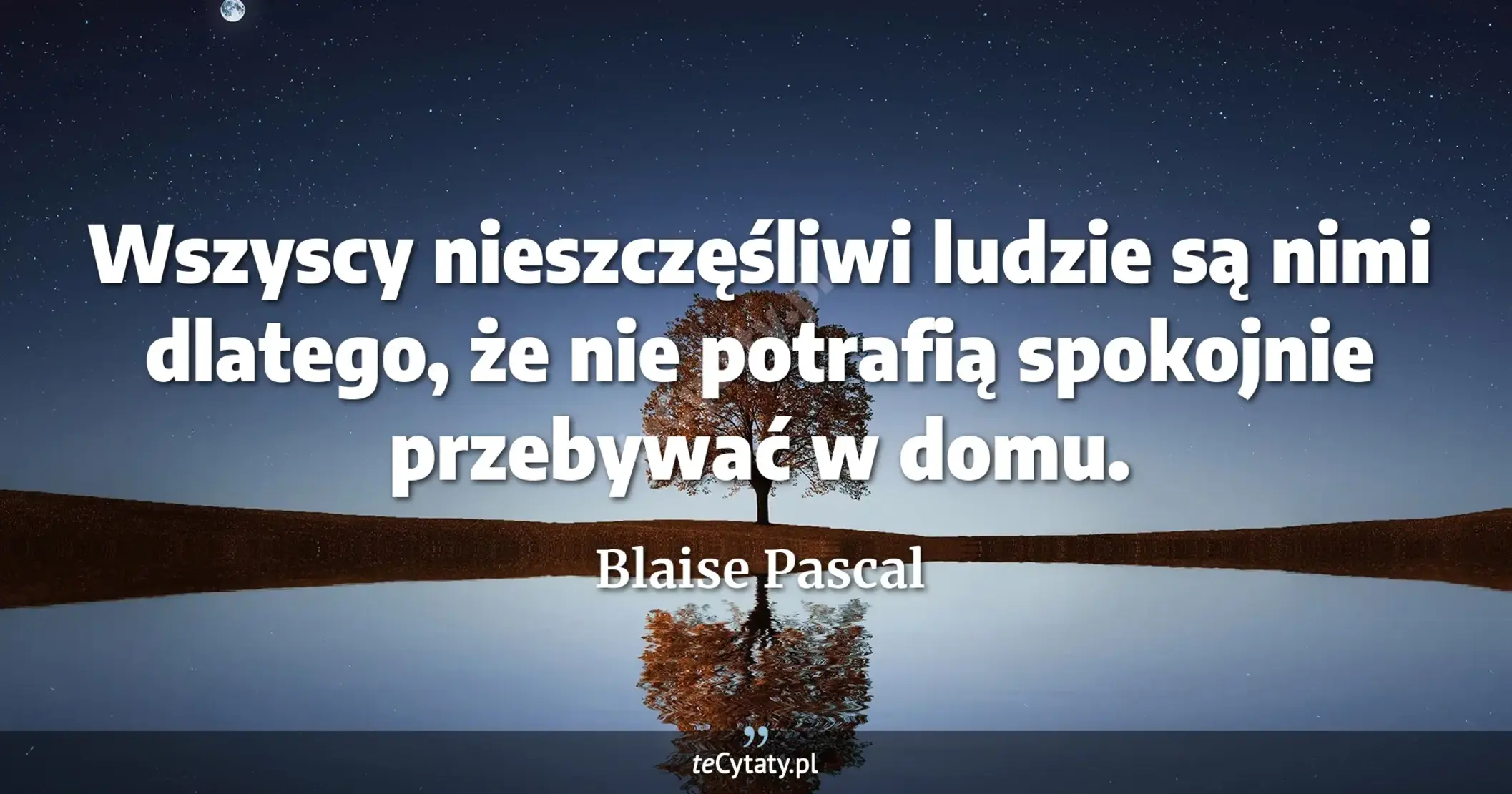 Wszyscy nieszczęśliwi ludzie są nimi dlatego, że nie potrafią spokojnie przebywać w domu. - Blaise Pascal