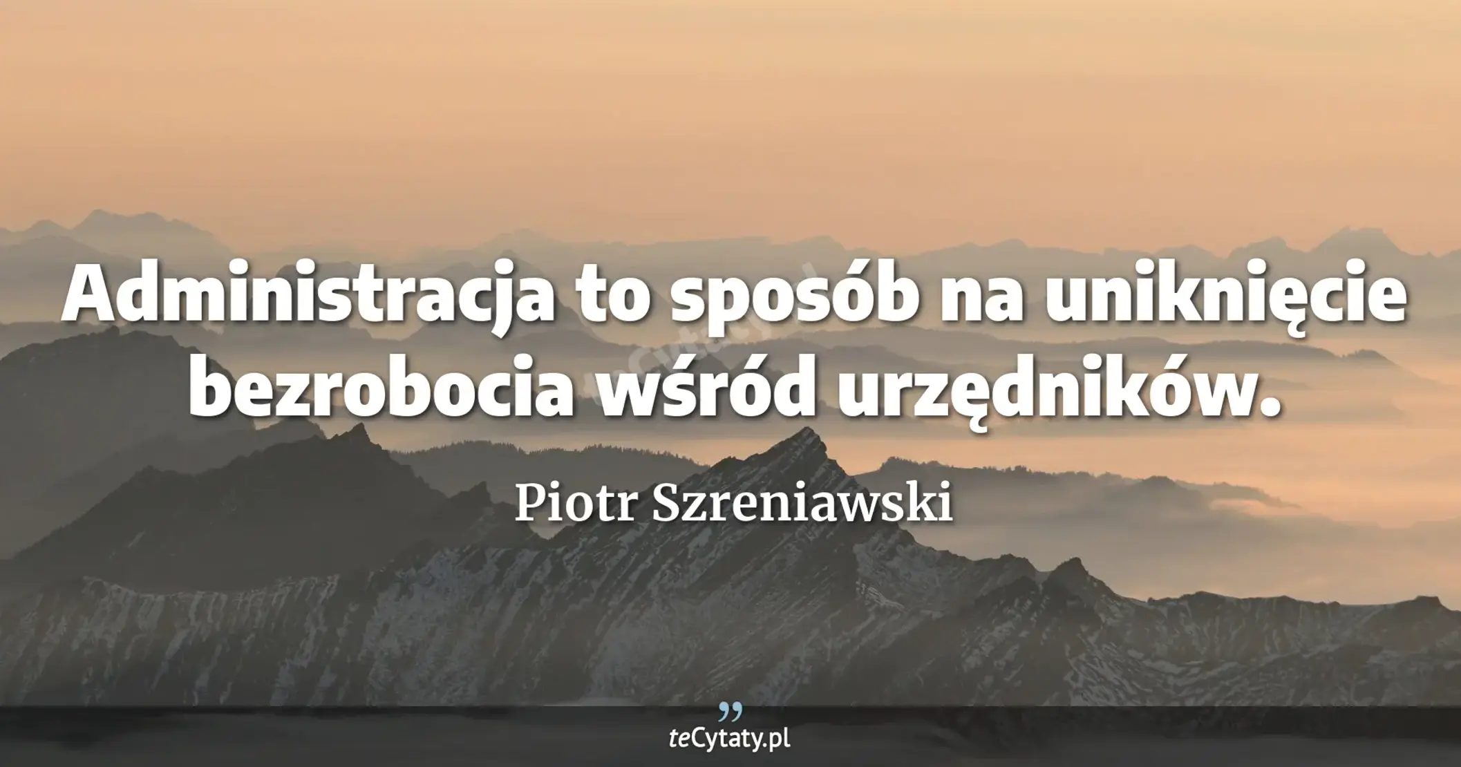 Administracja to sposób na uniknięcie bezrobocia wśród urzędników. - Piotr Szreniawski